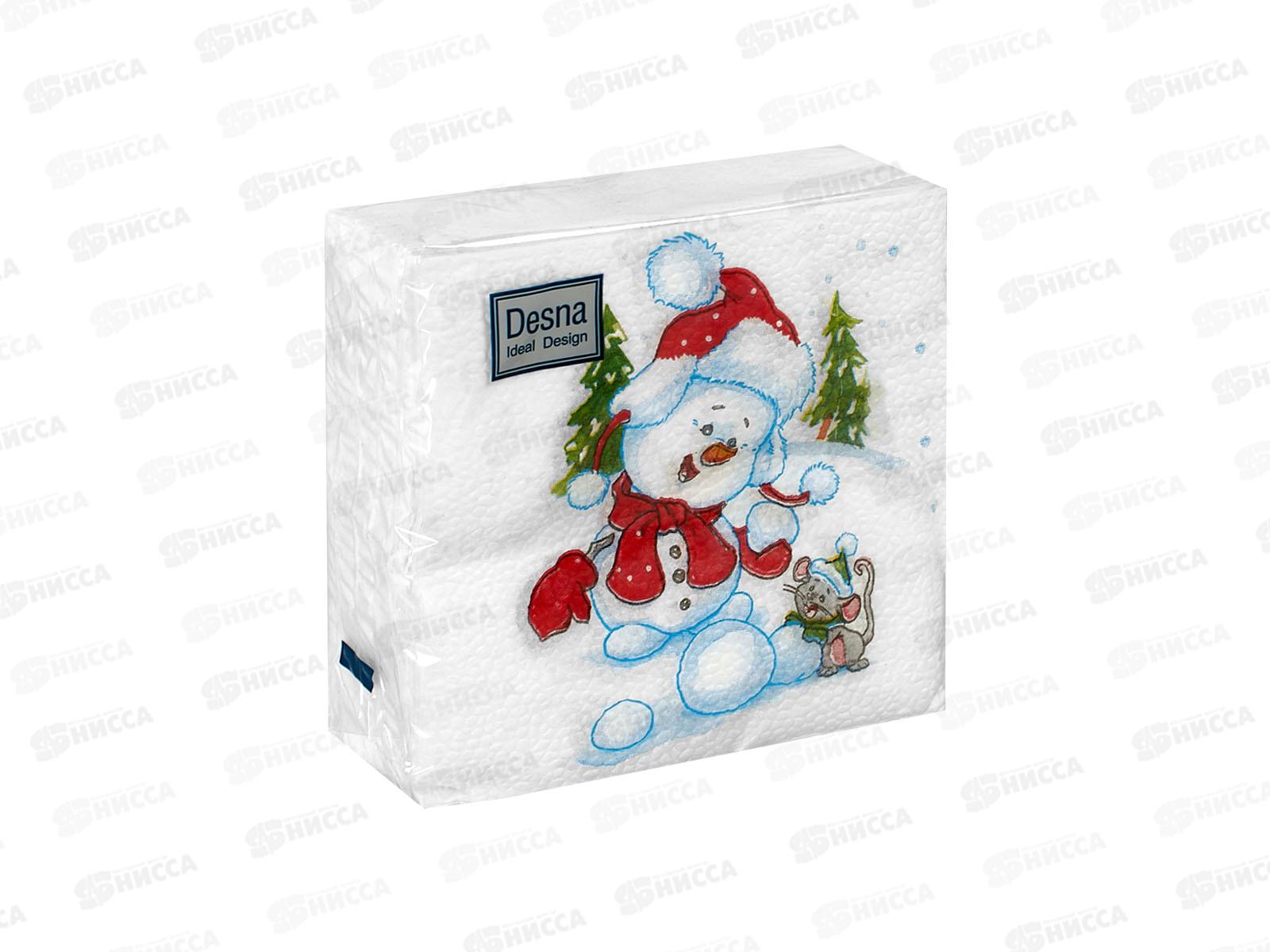 Салфетки 1 слойные 40 листов 24*24 Desna Design Снеговичек,57833*32