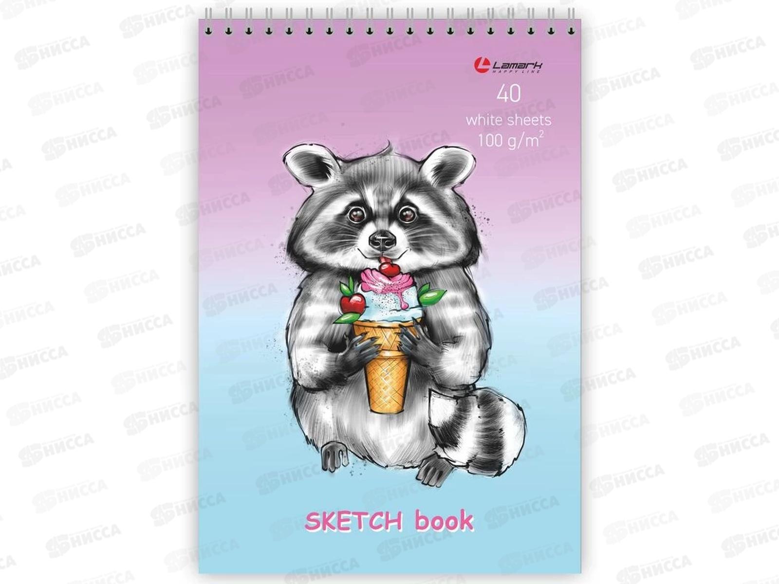 Скетчбук Lamark А5 40л Сластена Енот,греб, 80365 *35
