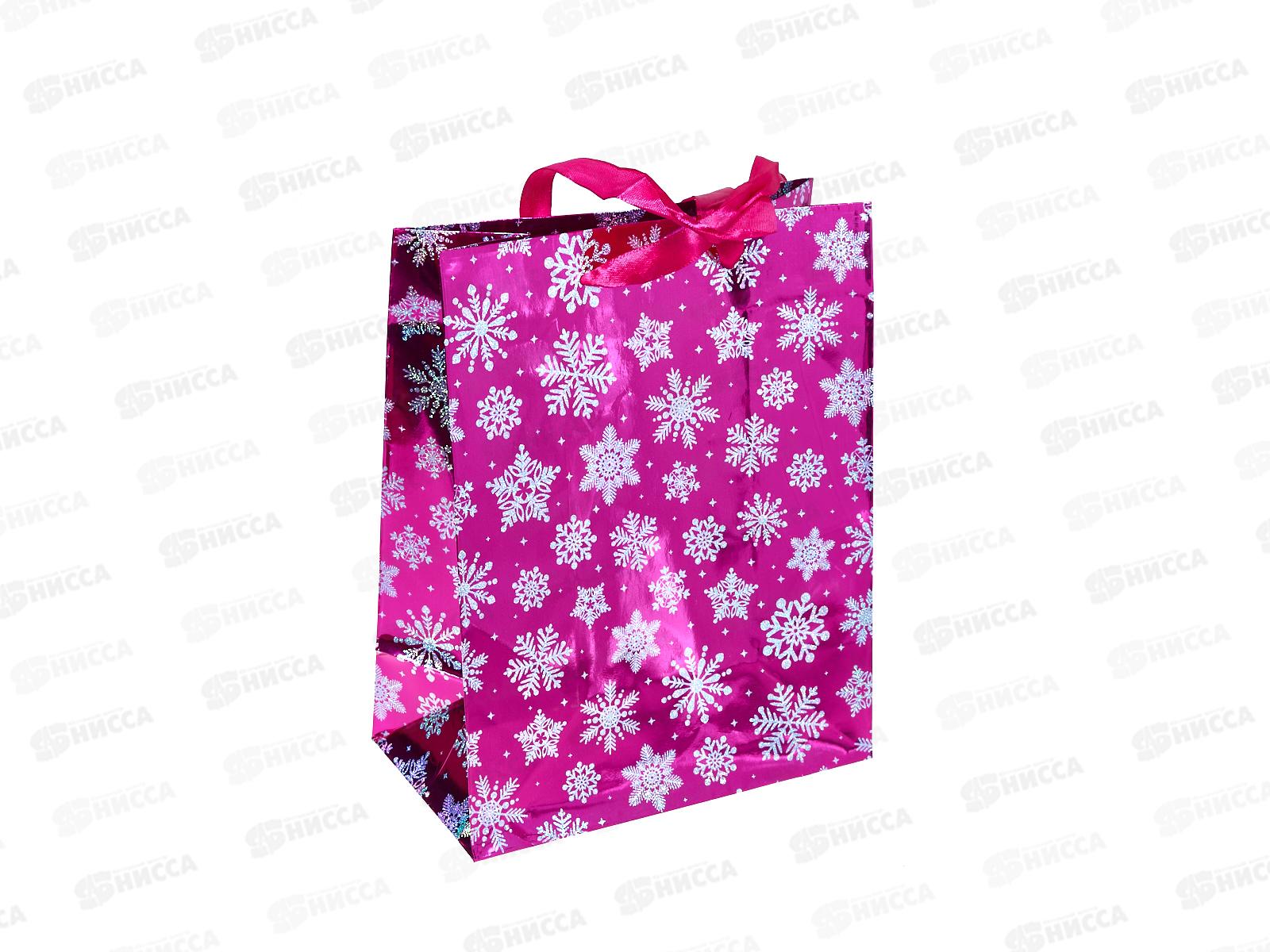 Пакет подарочный г/ф 18*23 розовый Снежинки Р725-5 *12