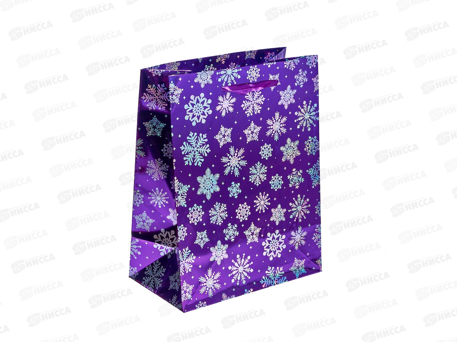 Пакет подарочный г/ф 18*23 фиолетовый Снежинки Р725-5 *12