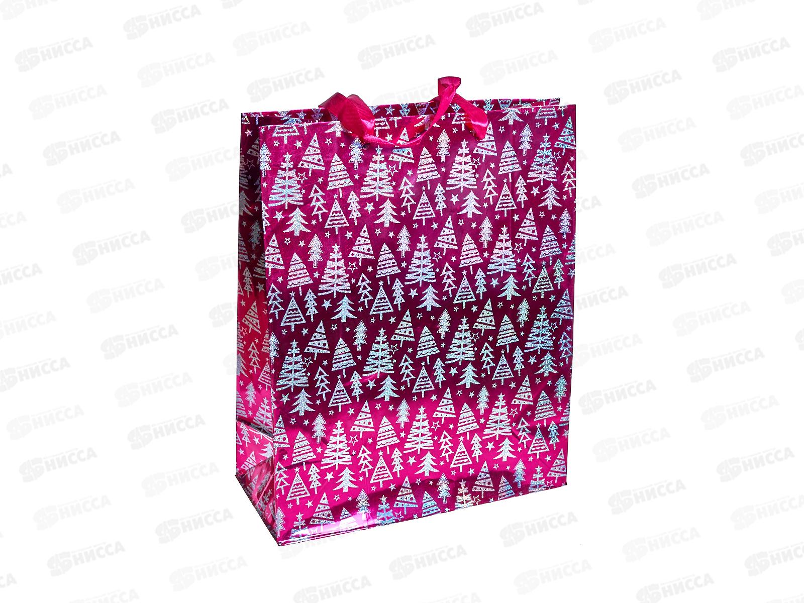Пакет подарочный г/ф 26*32 розовый Елочки Р725-9 *12