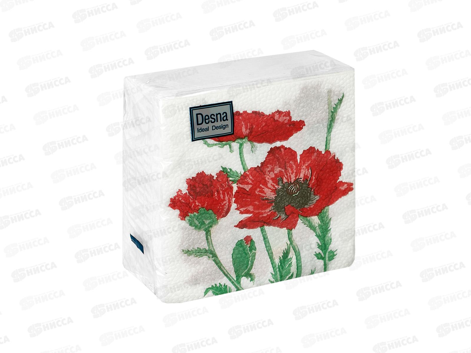 Салфетки 1 слойные 40 листов 24*24 Desna Design Рисунок с маками, 57586 *32