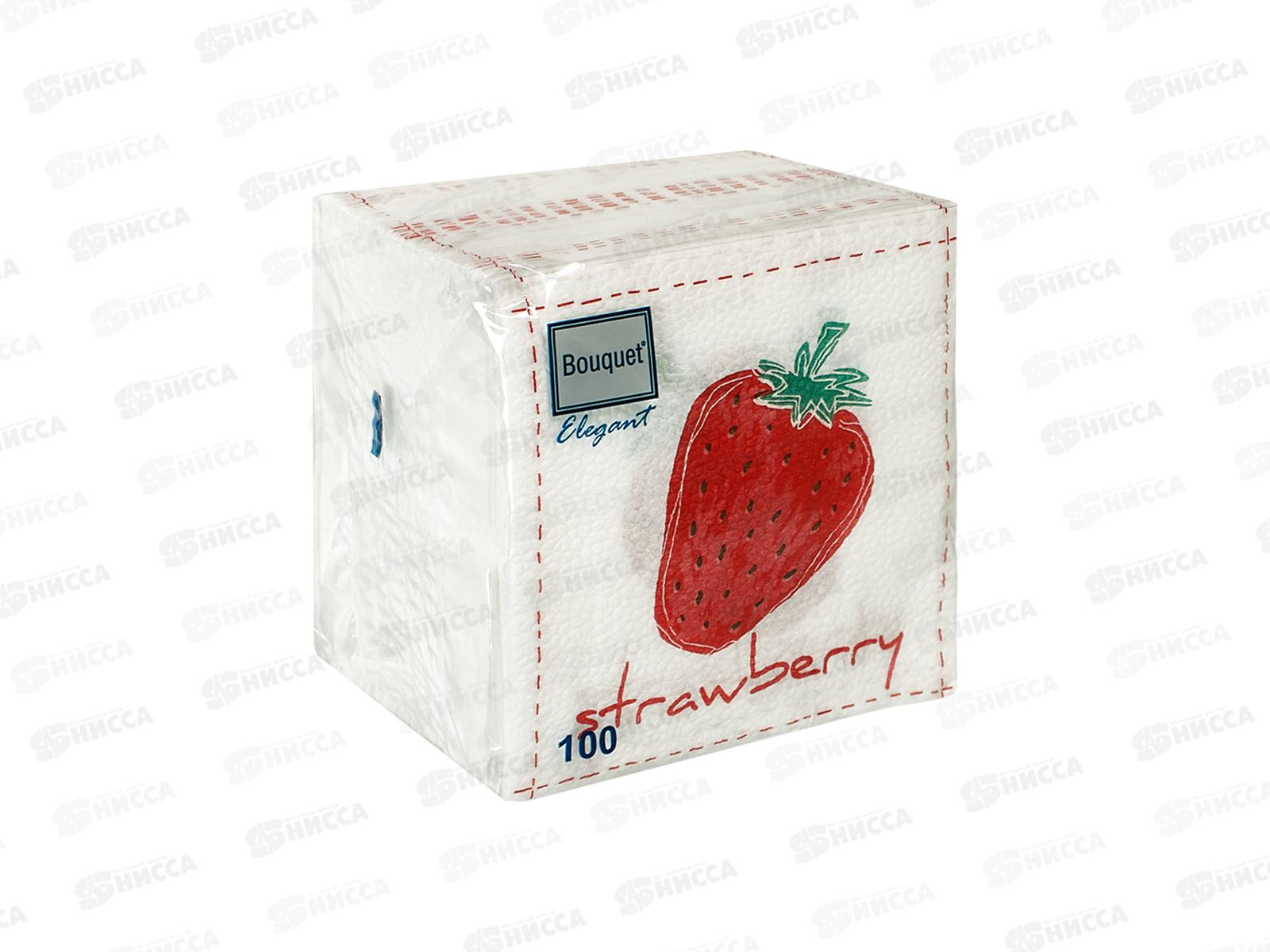 Салфетки 1 слойные 100 листов 24*24 Bouguet Elegant Клубника, 57386 *16