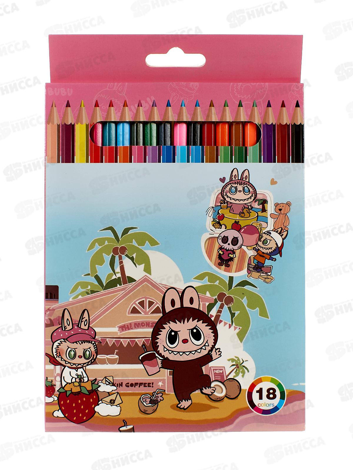 Карандаши 18цв MAZARI Зубастик. дер., гриф.2.5мм, к/у, M-7124-18 *9/180