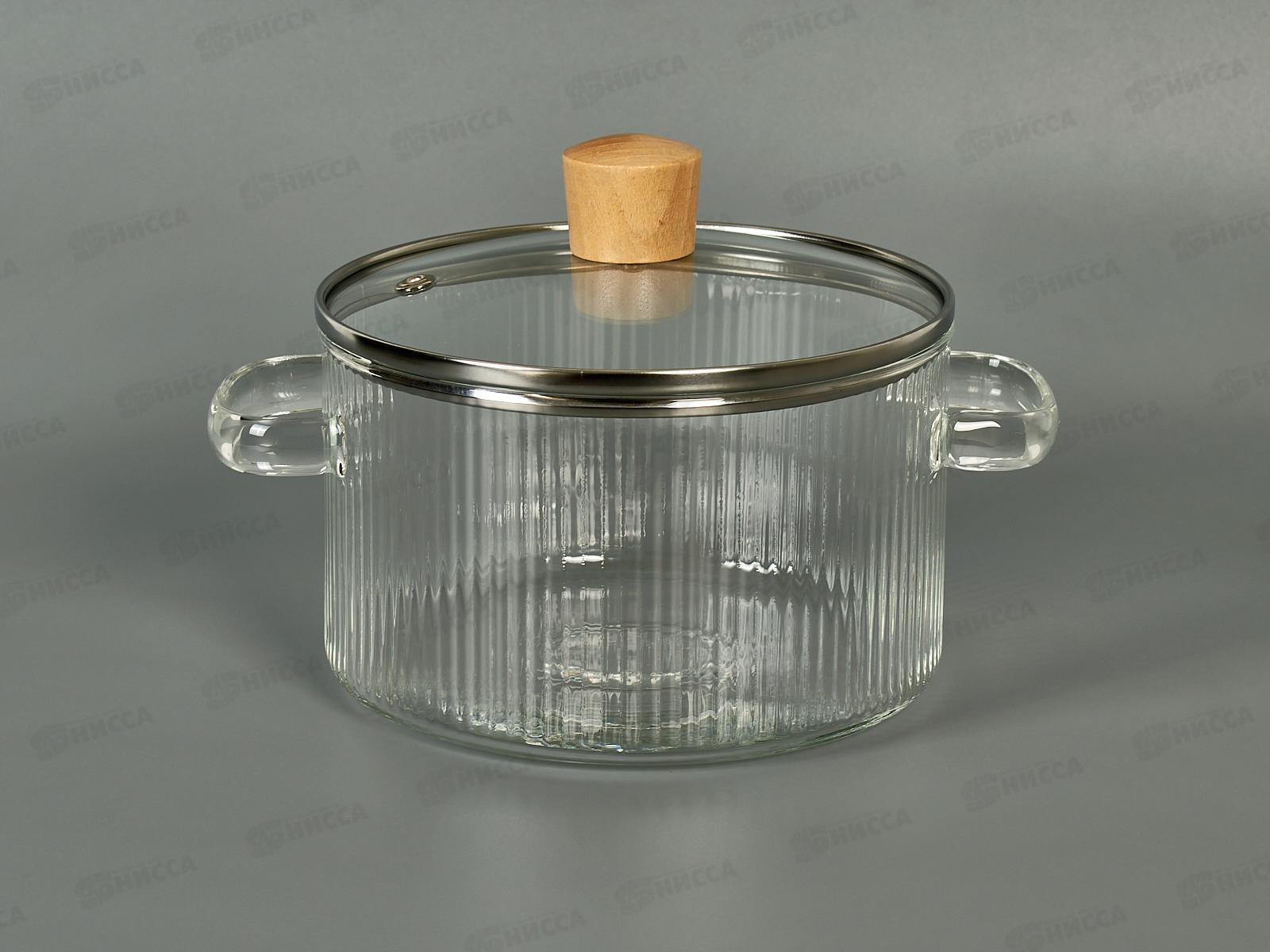 Кастрюля стеклянная термостойкая 1,6л d18см с крышкой MFK08361