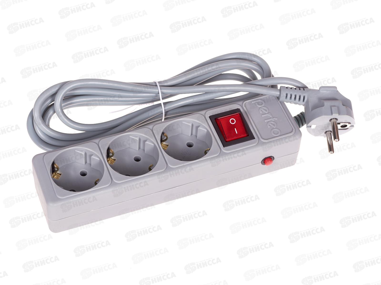 Сетевой фильтр Perfeo &quotPOWER+&quot  3м, 3 розетки, серый, PF4667