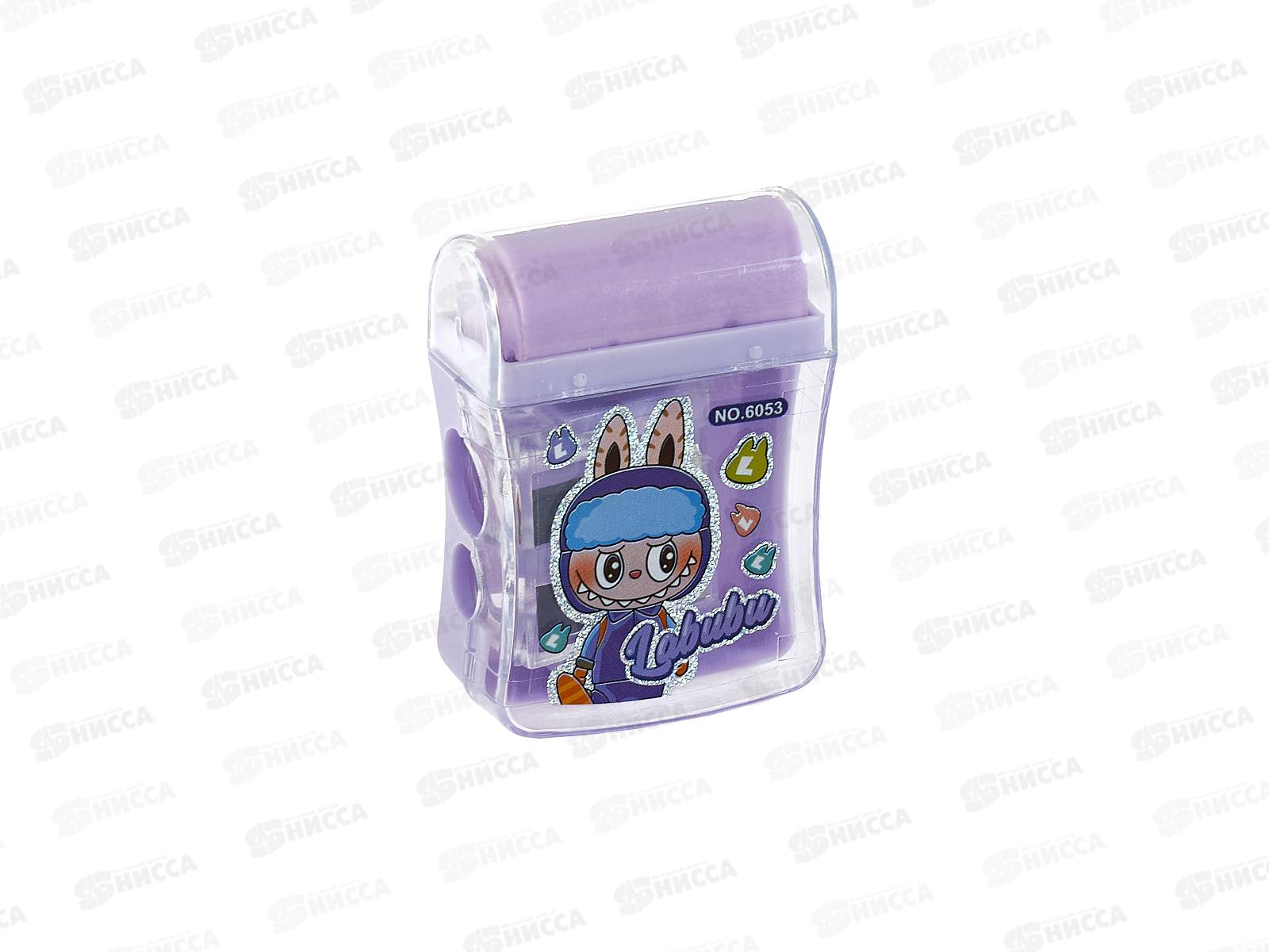 Точилка MAZARI Зубастик, 2 отверст., ластик, 4 цвета асс., M-3034 *24