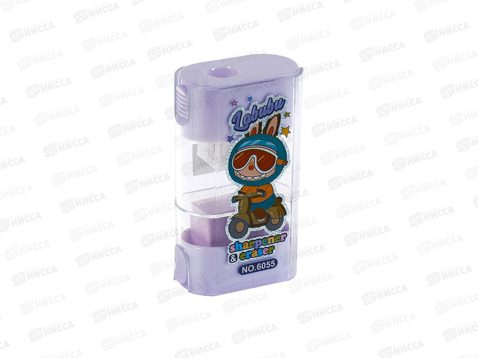 Точилка MAZARI Зубастик, 2 отверст., ластик, 4 цвета асс., M-3035 *24