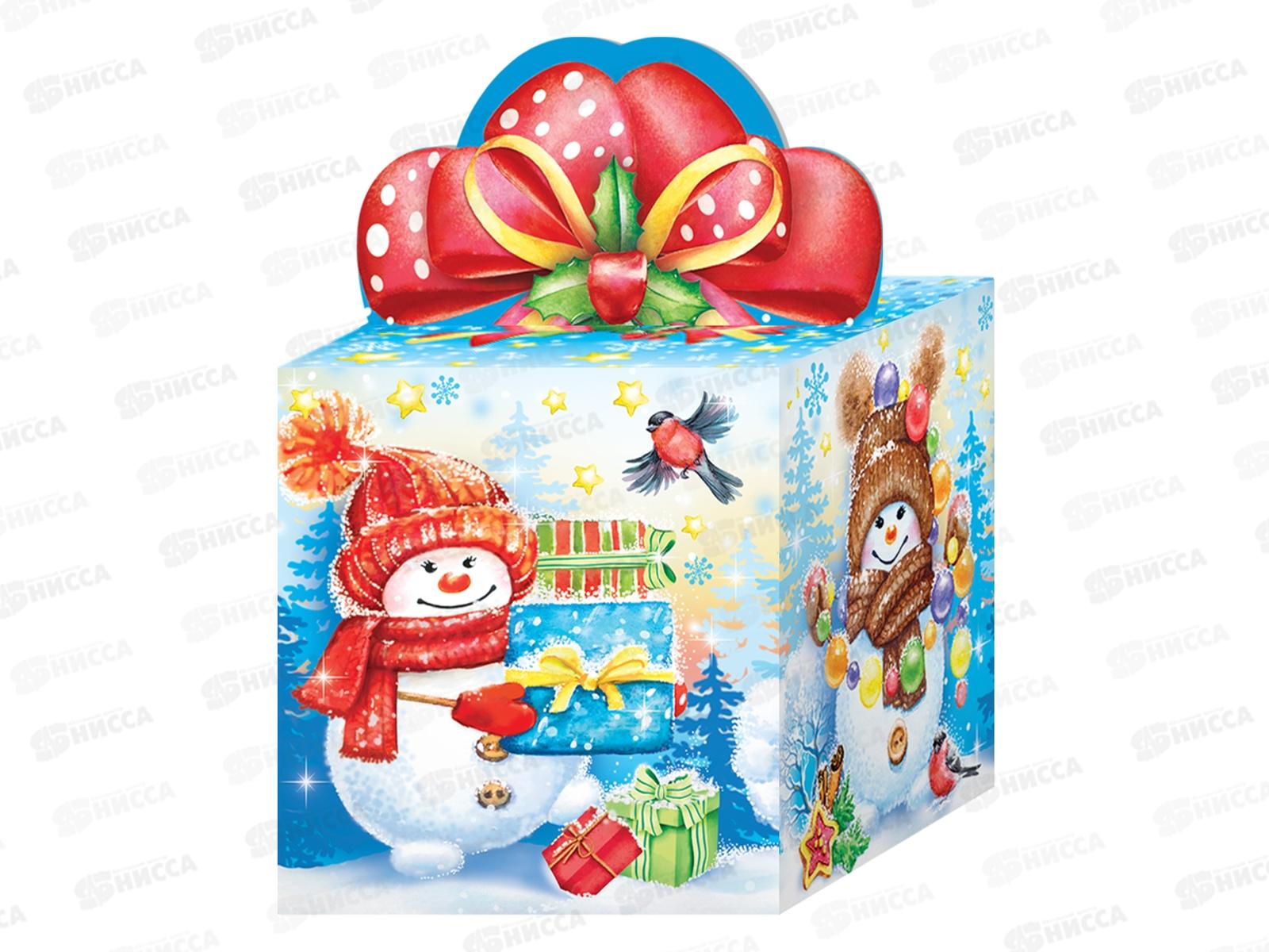 Коробка картонная 0,4кг Снеговички 100*100*110/160 *300
