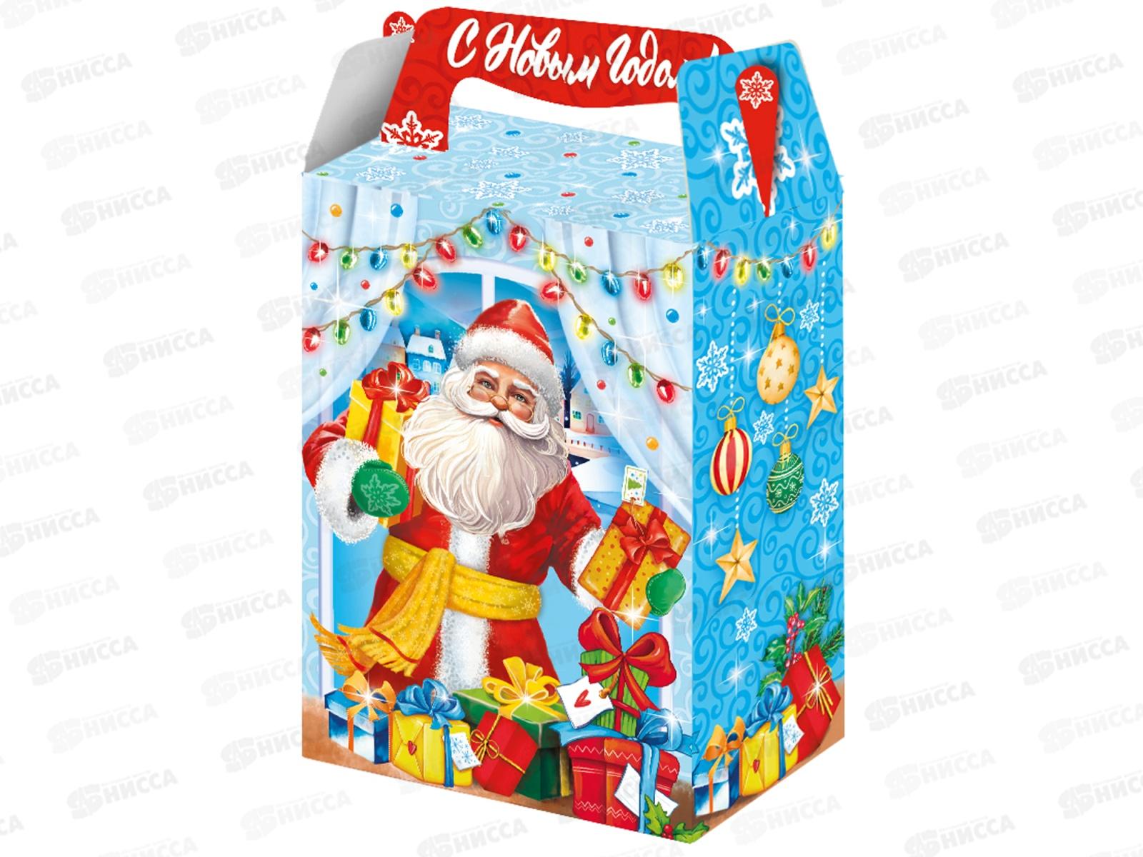 Коробка картонная 1,0кг Дед Мороз с окном 140*80*195/235 *150