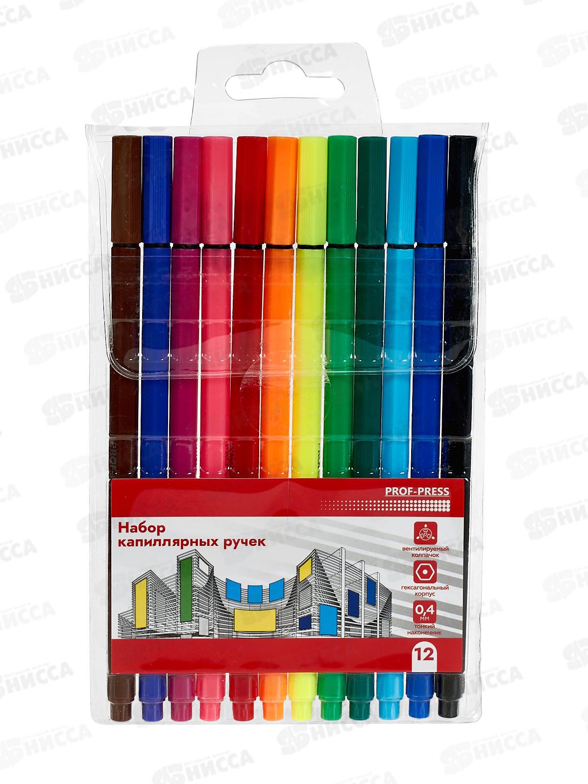 Ручки кап. ПП 12цв., гексагоновый корпус, d=0,4мм, НР-4743  *12
