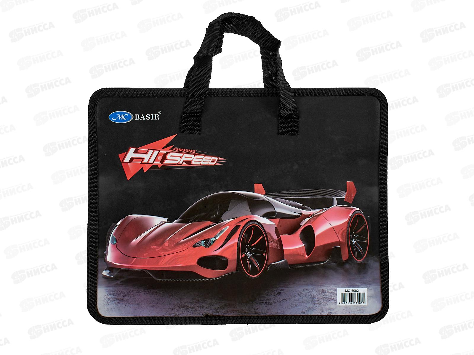 Папка пл. Basir Машина, А4,молния, ручки МС-5082-1  *12