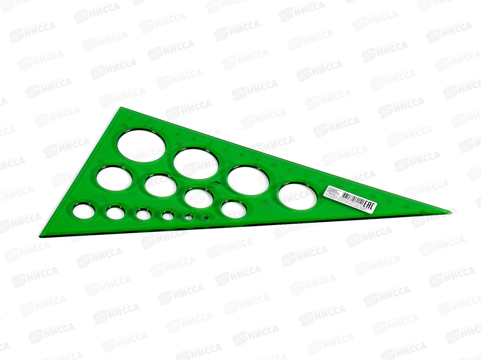 Угольник 30-60-90 19см ПП цветное прозрачное ассорти, Л-6215  *20