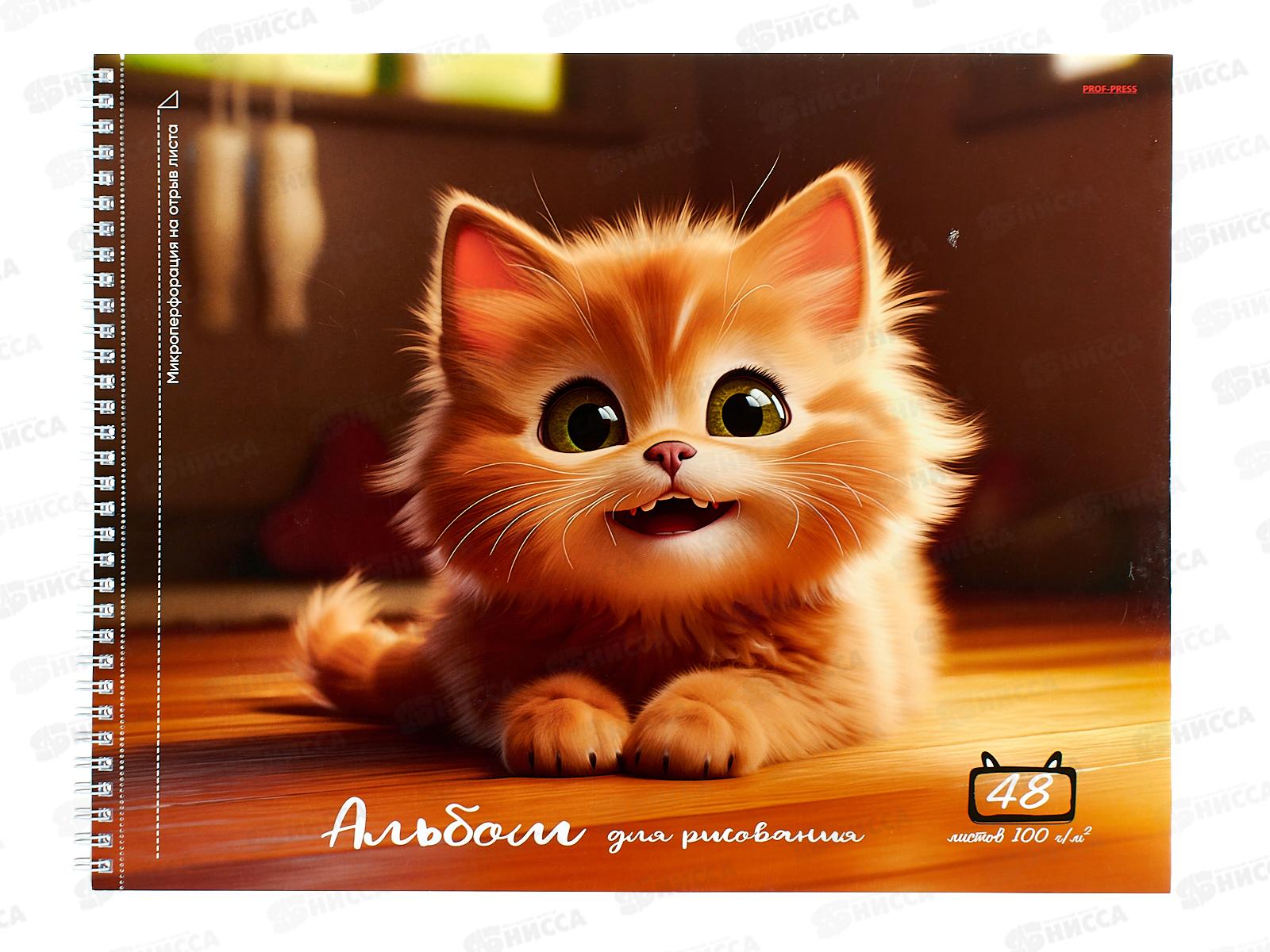 Альбом для рисования 48л ПП А3 Улыбка котёнка, 48-8310 *20