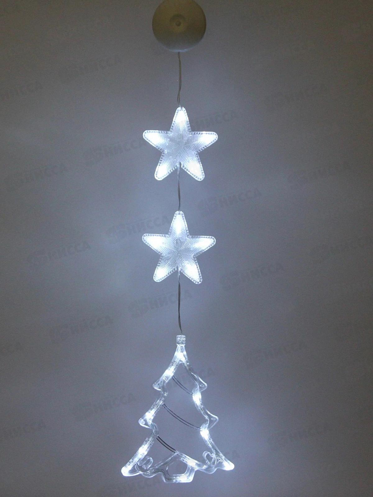 Фигура Елочка 15*19см светодиодная 1 реж белый, тип питания от батареек 183-0470