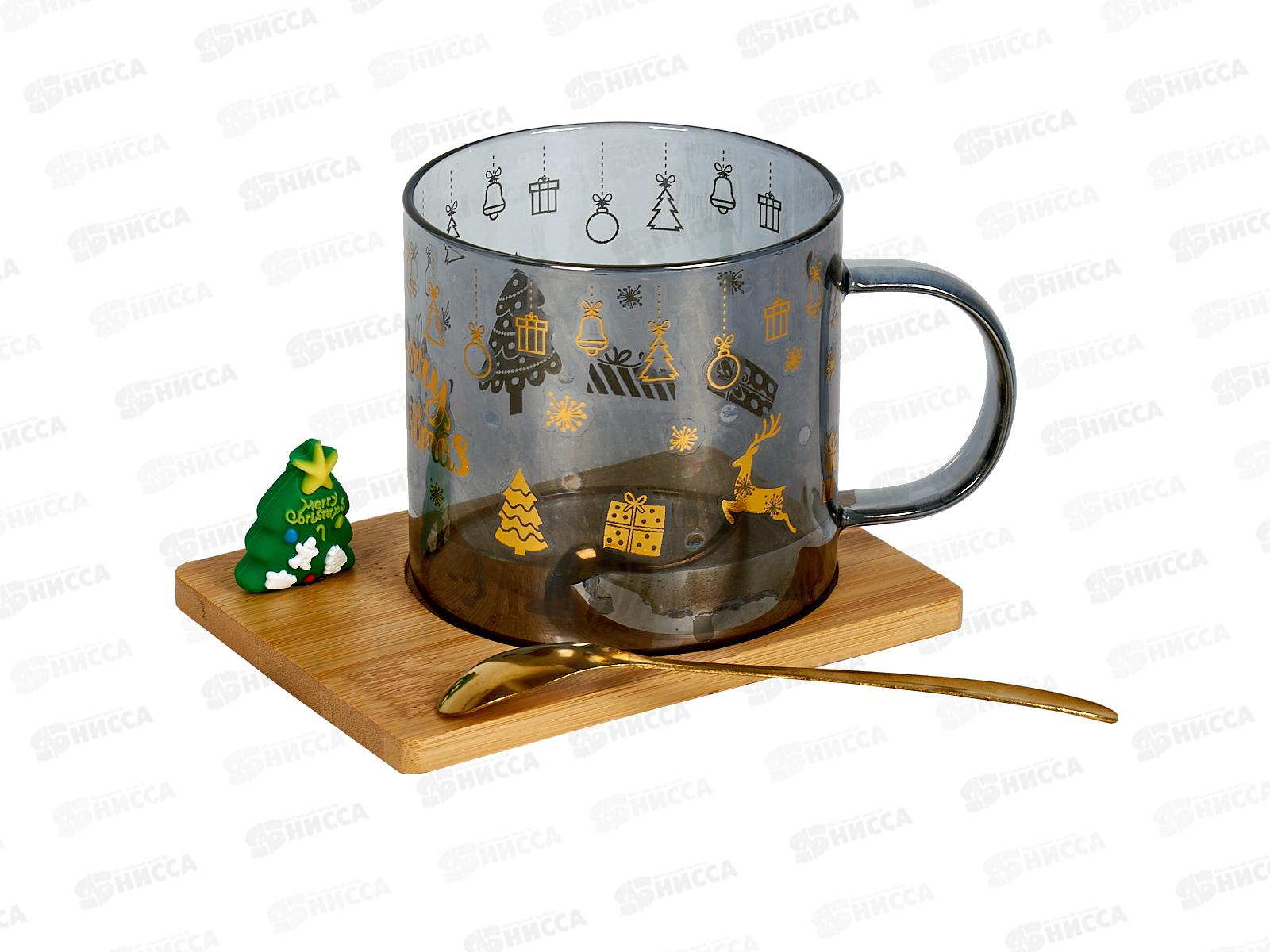 Кружка 250мл &quotЗимняя сказка&quot бамбук подст с ложкой 891-0627