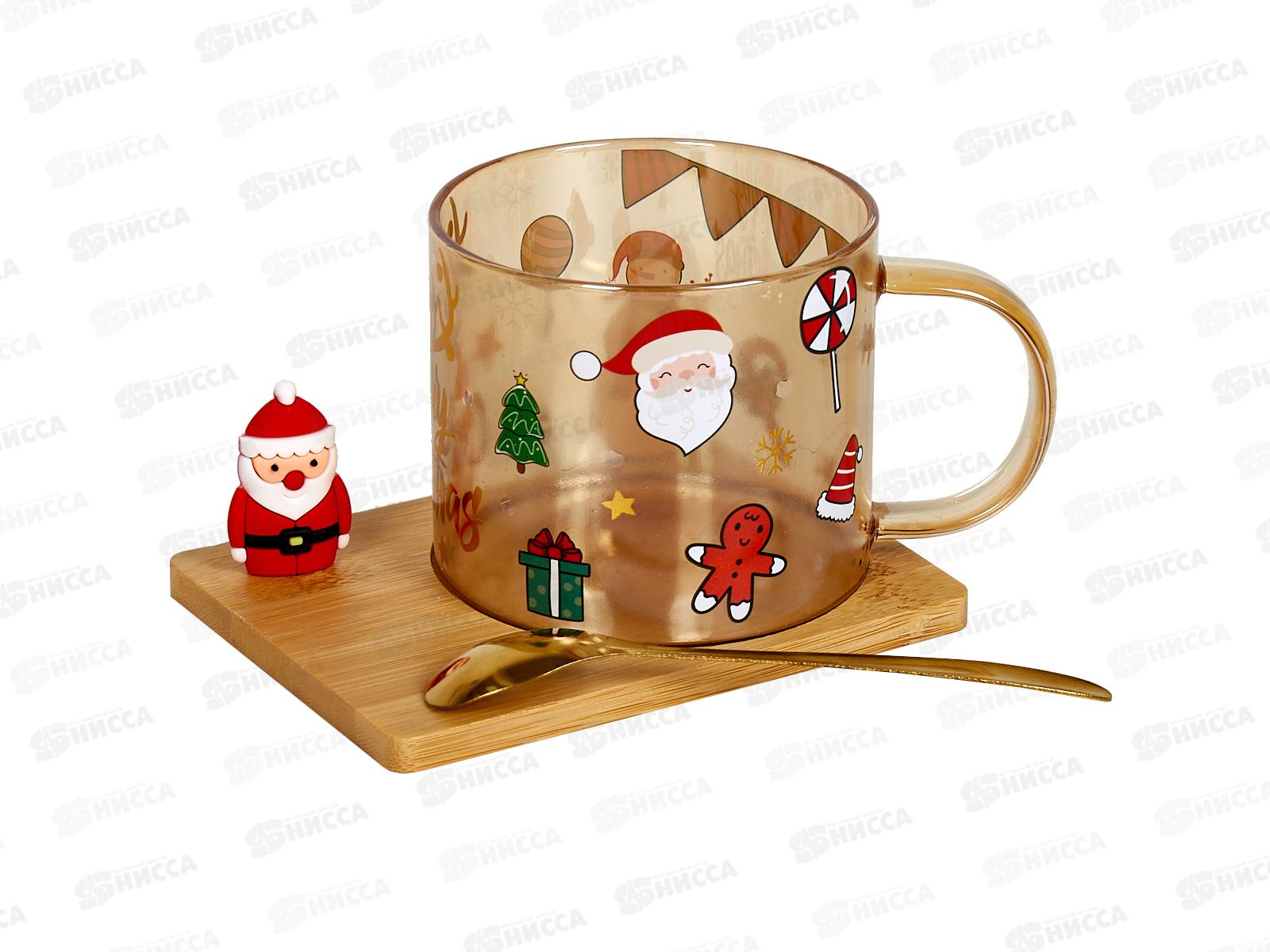 Кружка 250мл &quotТепло праздника&quot бамбук подст с ложкой 891-0630