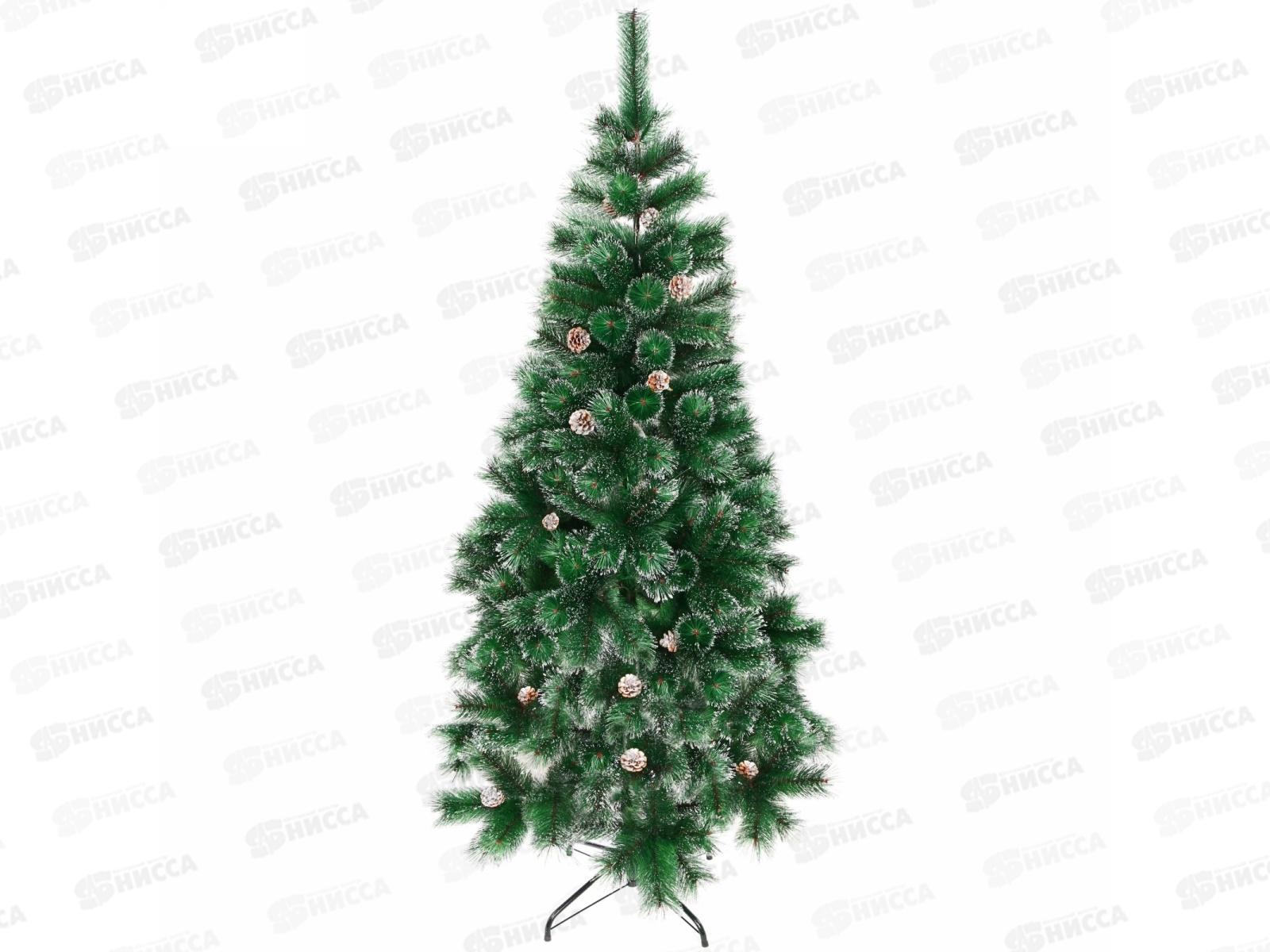 Ель 210см Снегурочка с шишками и сер инеем 380 веток 200-150
