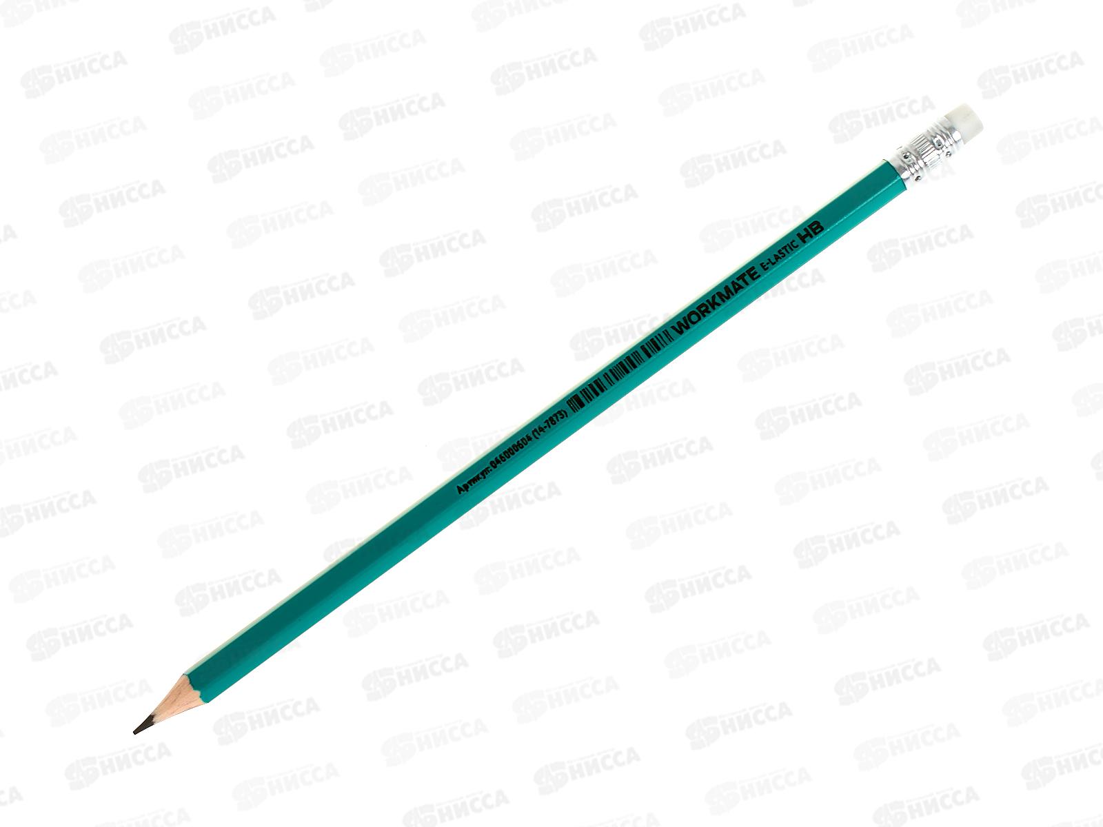 Карандаш ч/г с ласт. Workmate HB пластик, зелен. корп, 14-7873 *12/144/2880