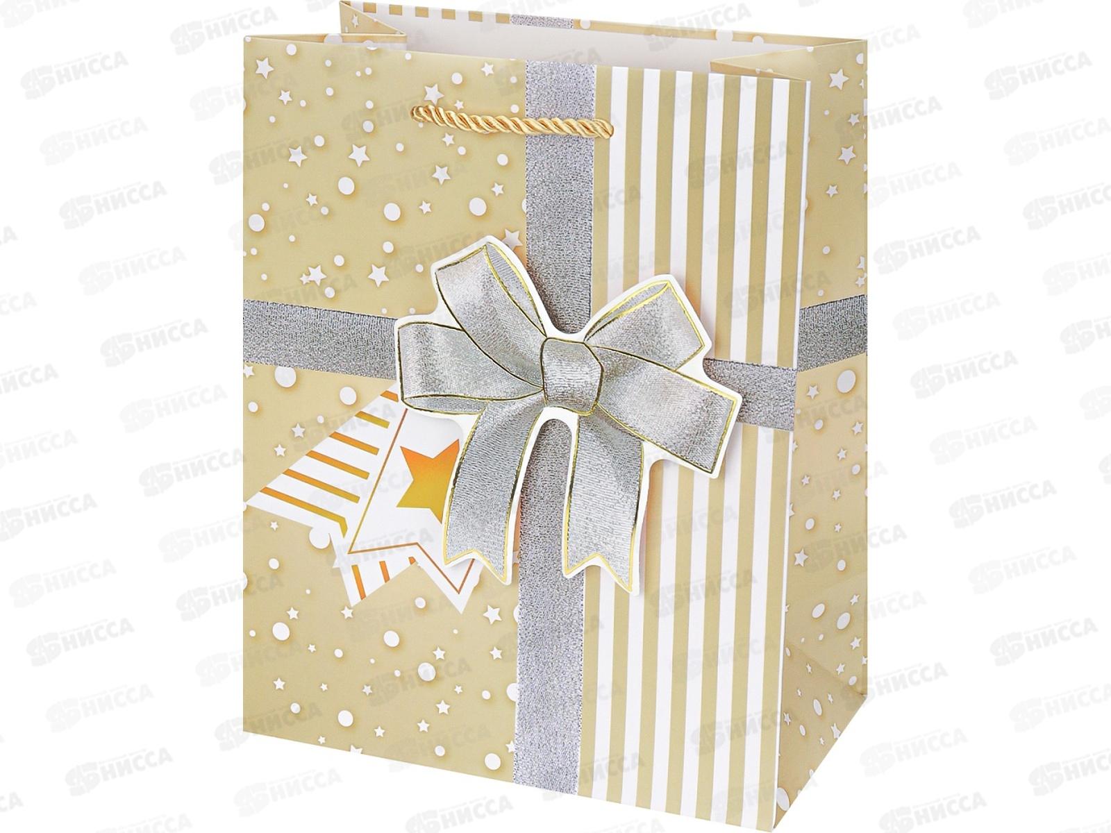 Пакет подарочный MI 18х23х10см Персиковый бантик, ППК-2208  *12