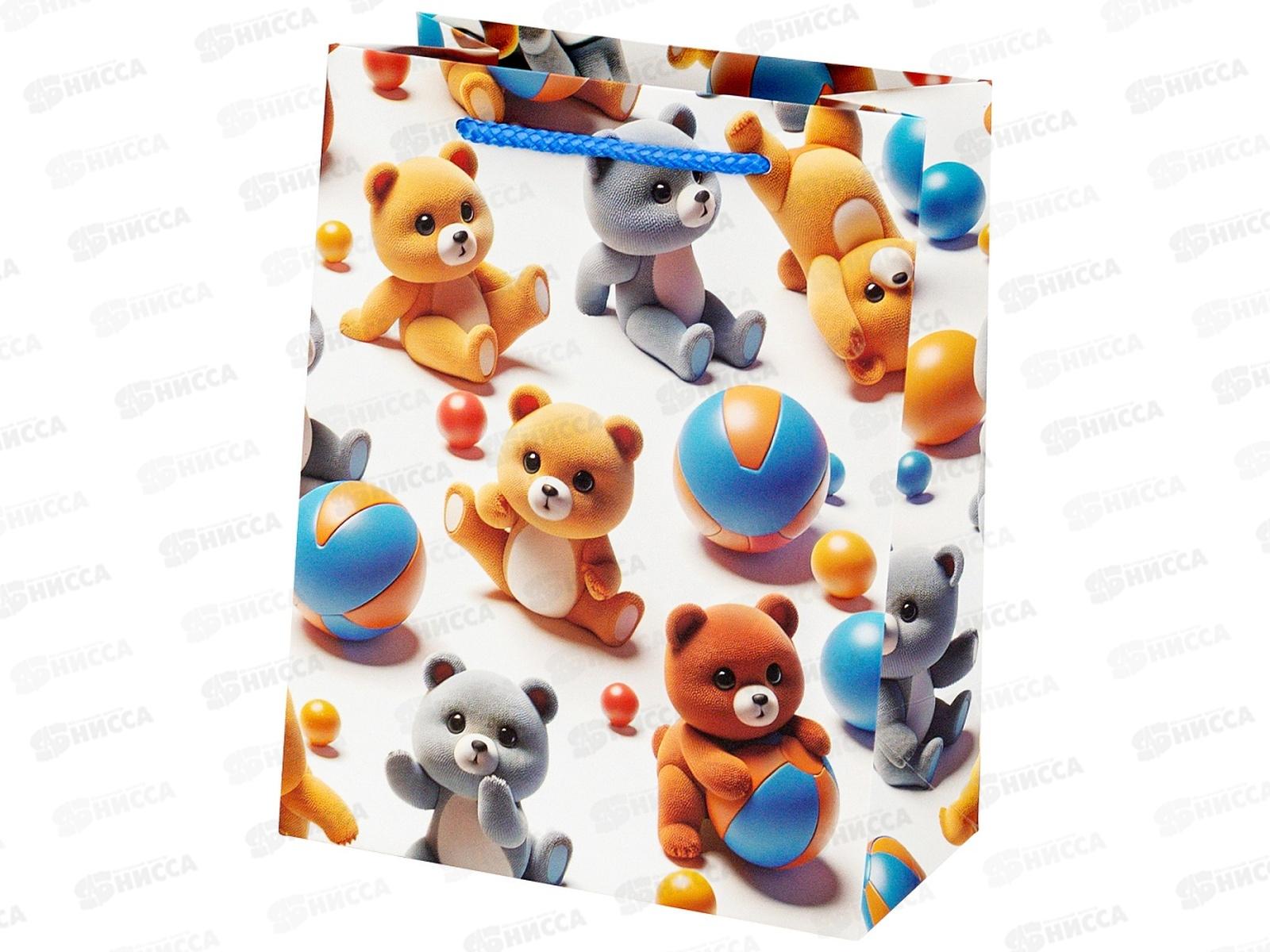 Пакет подарочный MI 18х23х10см Медведи с мячами, ППК-7574  *12