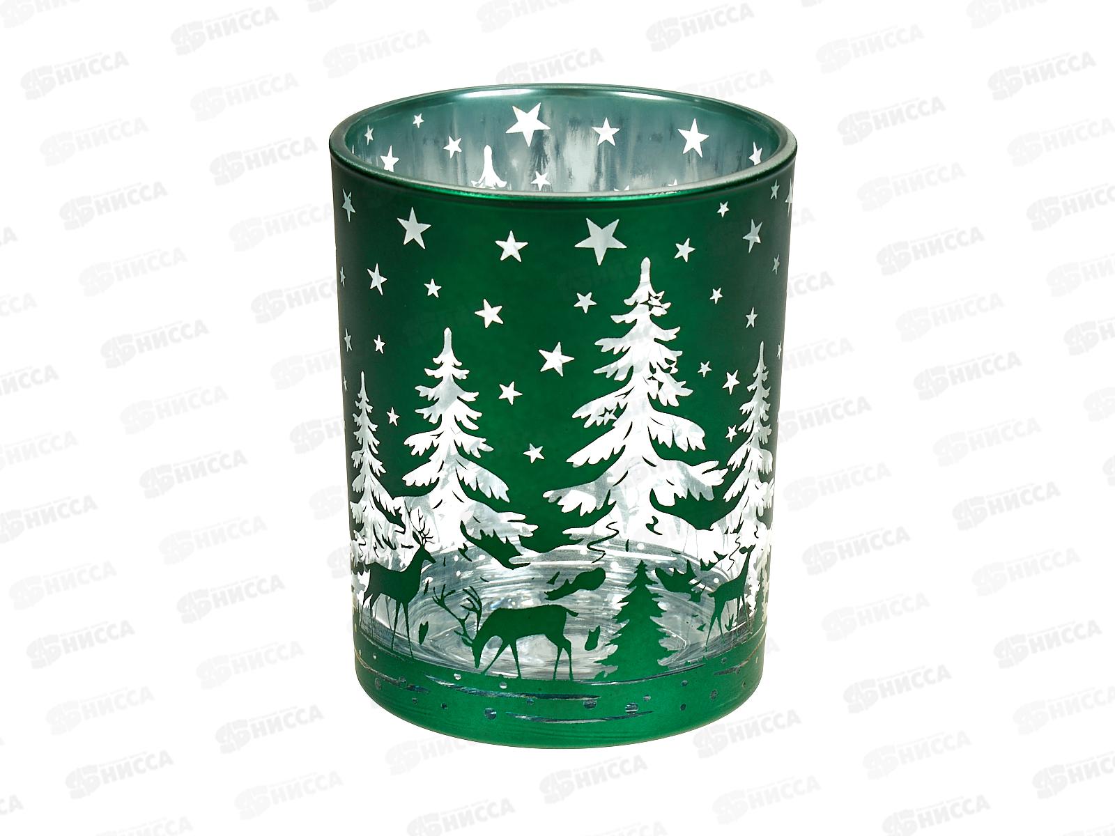 Подсвечник &quotСнежный лес&quot 10*12,5см изумруд 201-3894