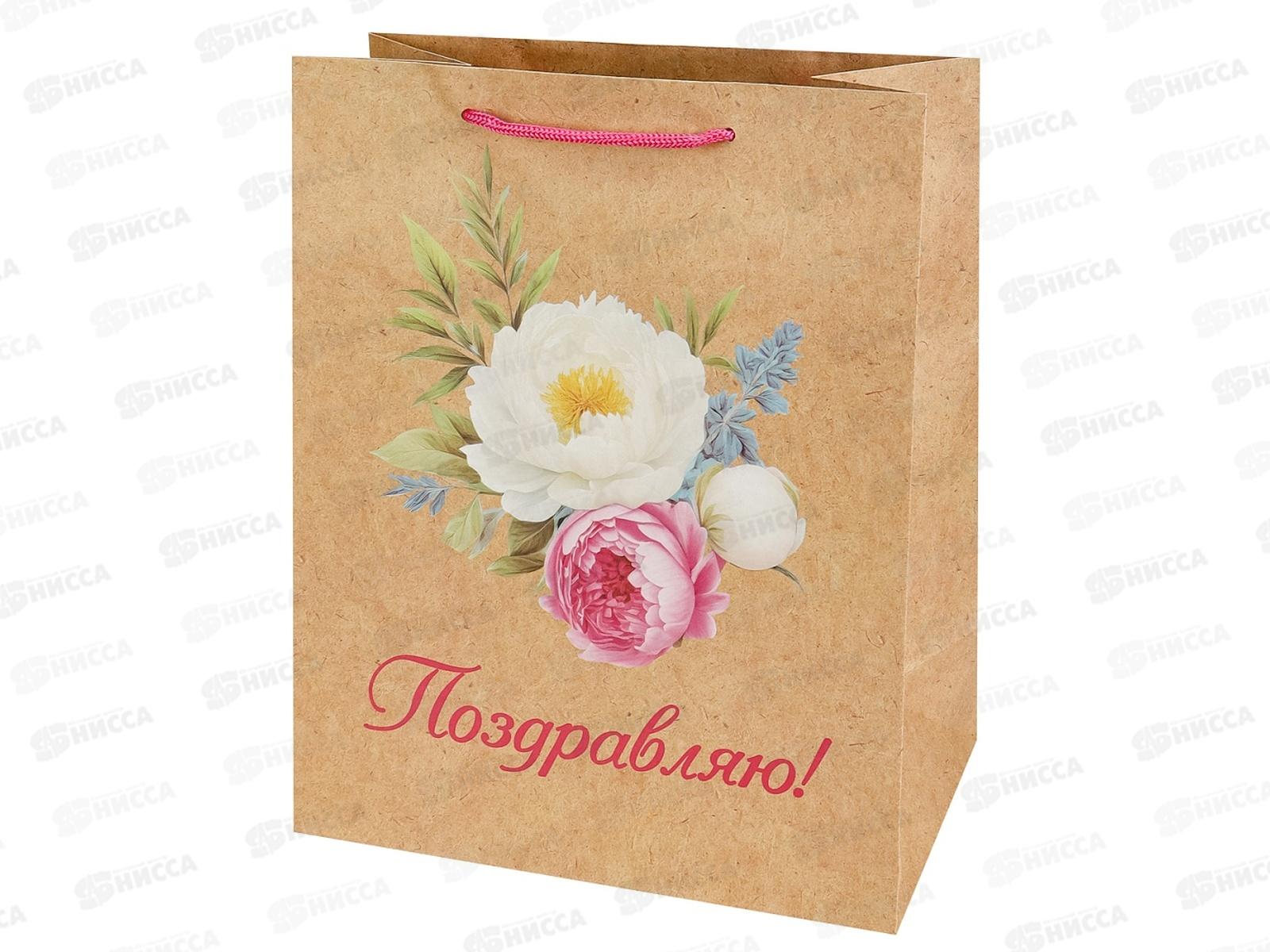 Пакет подарочный MI 26,4х32,7х13,6см Цветы, ППК-2770 *12