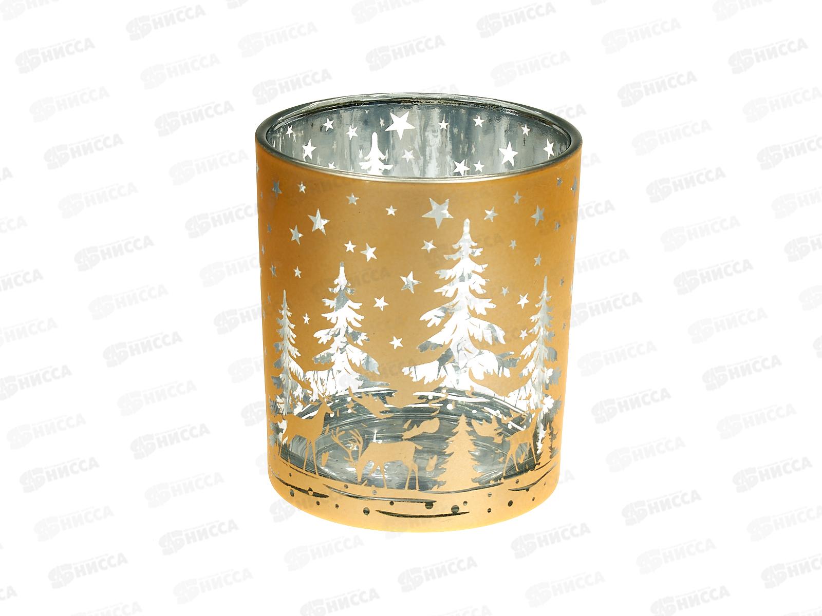 Подсвечник &quotСнежный лес&quot 8,5*10см золото 201-3948