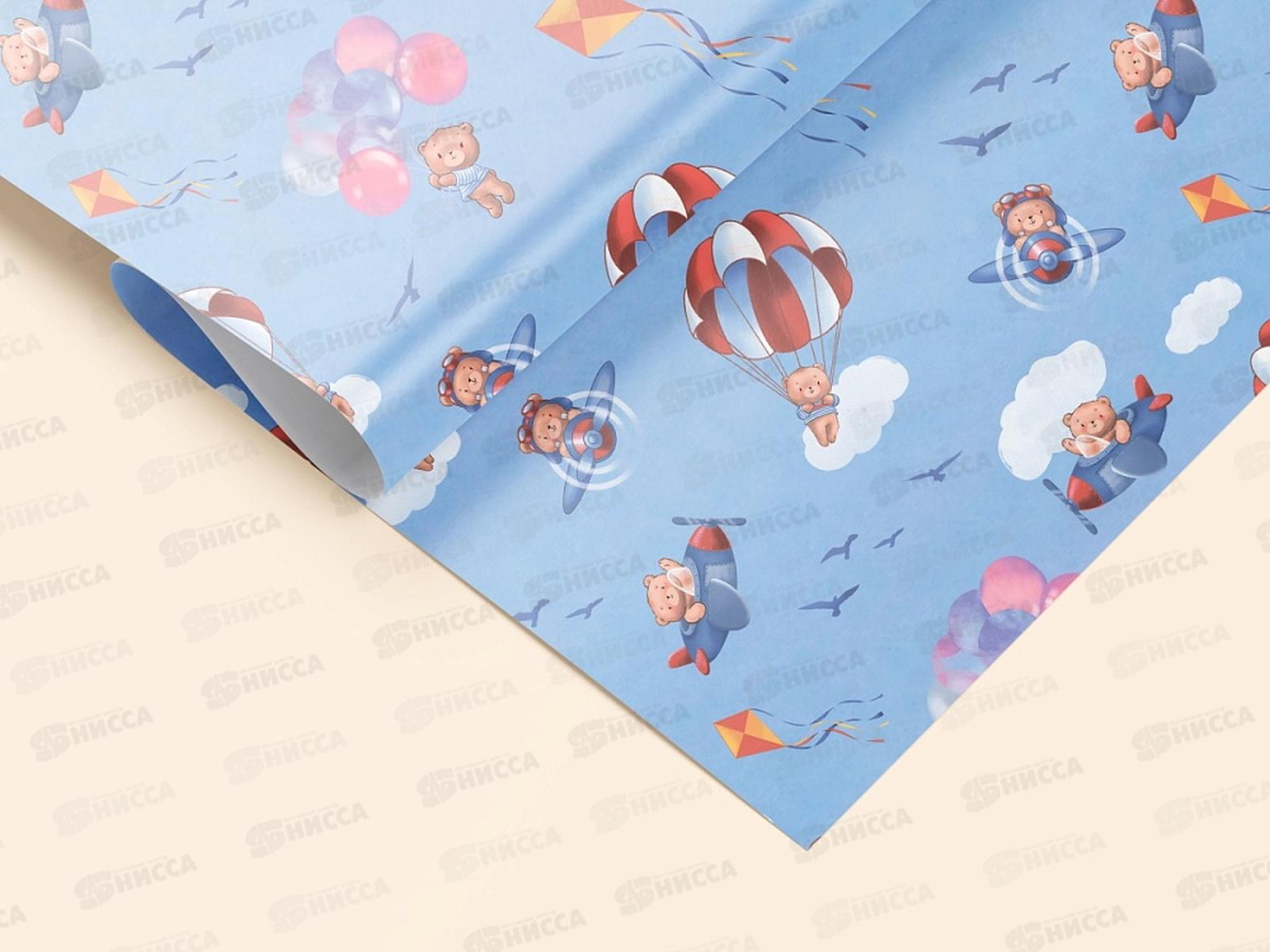 Бумага упаковочная Optima Мишка-летчик (10л,70*100см) УБ-6804 *25