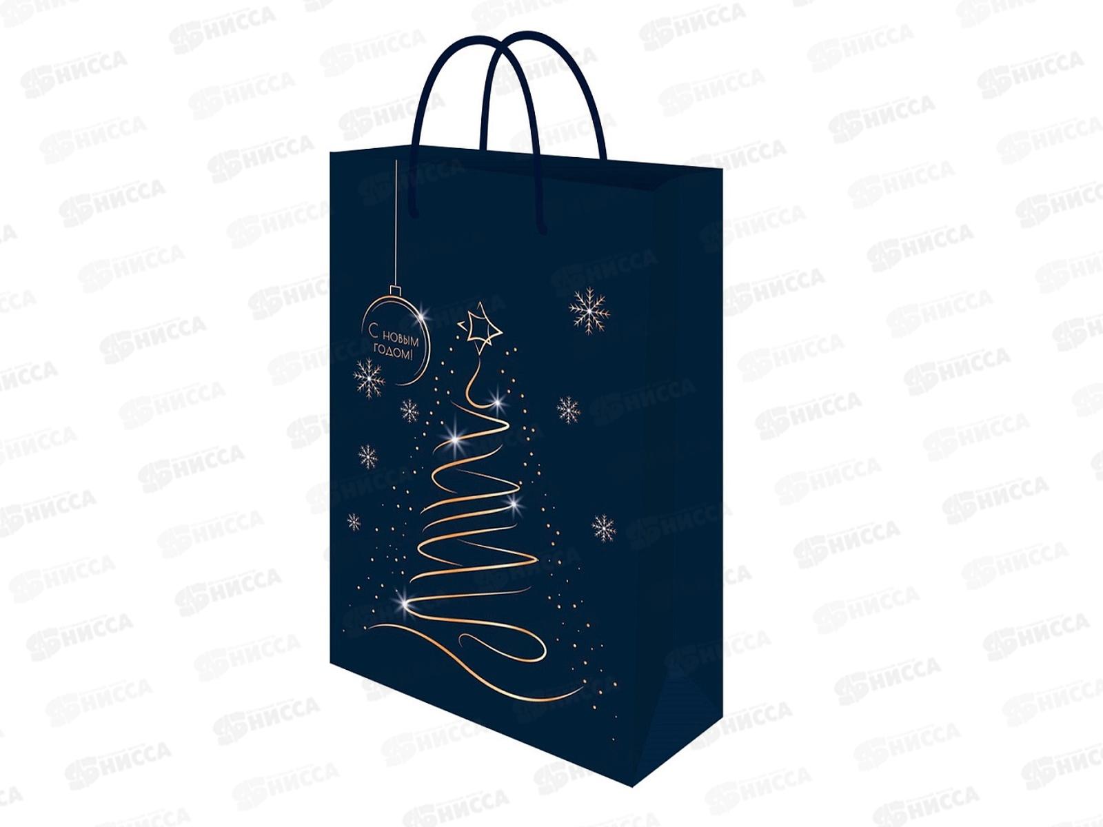 Пакет подарочный MI 14х20х6,5см (MS) Синий с елкой, ППК-2280 *12