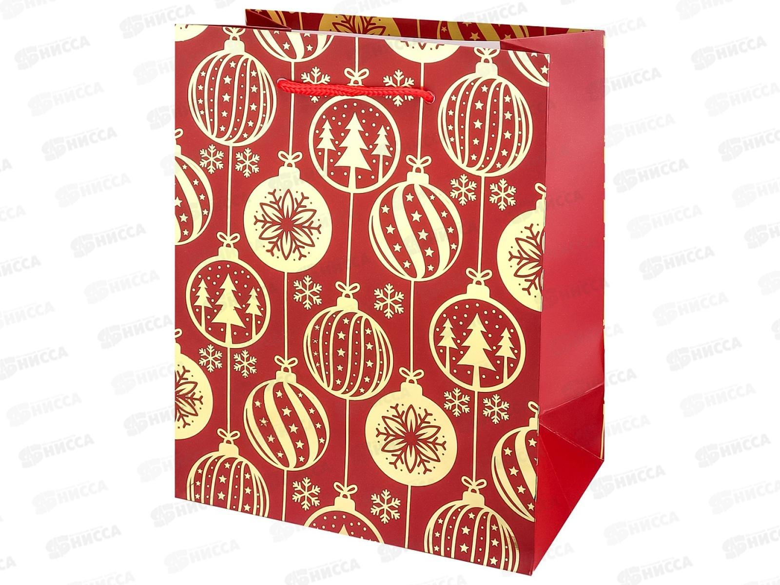 Пакет подарочный MI 18х23х10см (M) Золотистые шары, ППК-2294  *12