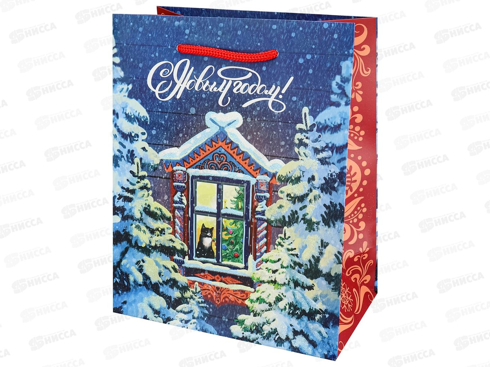 Пакет подарочный MI 18х23х10см (M) Новогодняя ночь, ППК-2303 *12