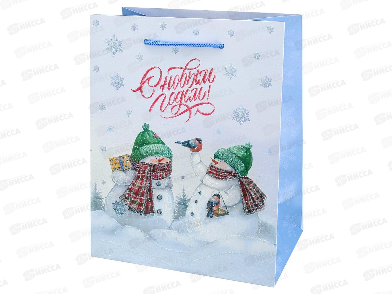 Пакет подарочный MI 18х23х10см (M) Снеговики, ППК-2308 *12