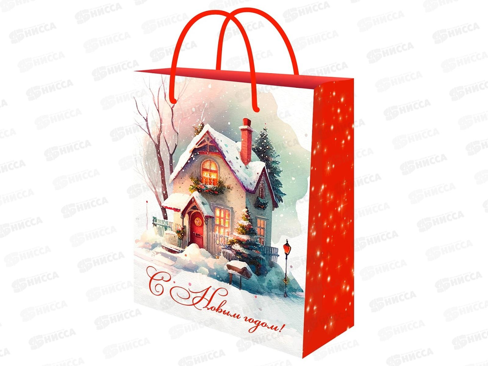 Пакет подарочный MI 18х23х8см (M) Зимний домик ППК-2312 *12