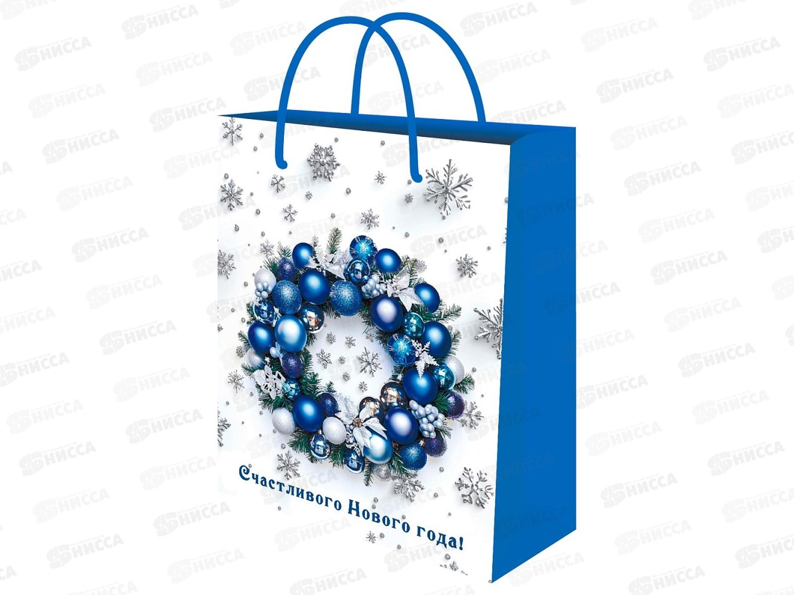 Пакет подарочный MI 18х23х8см (M) Новогодний венок ППК-2313 *12