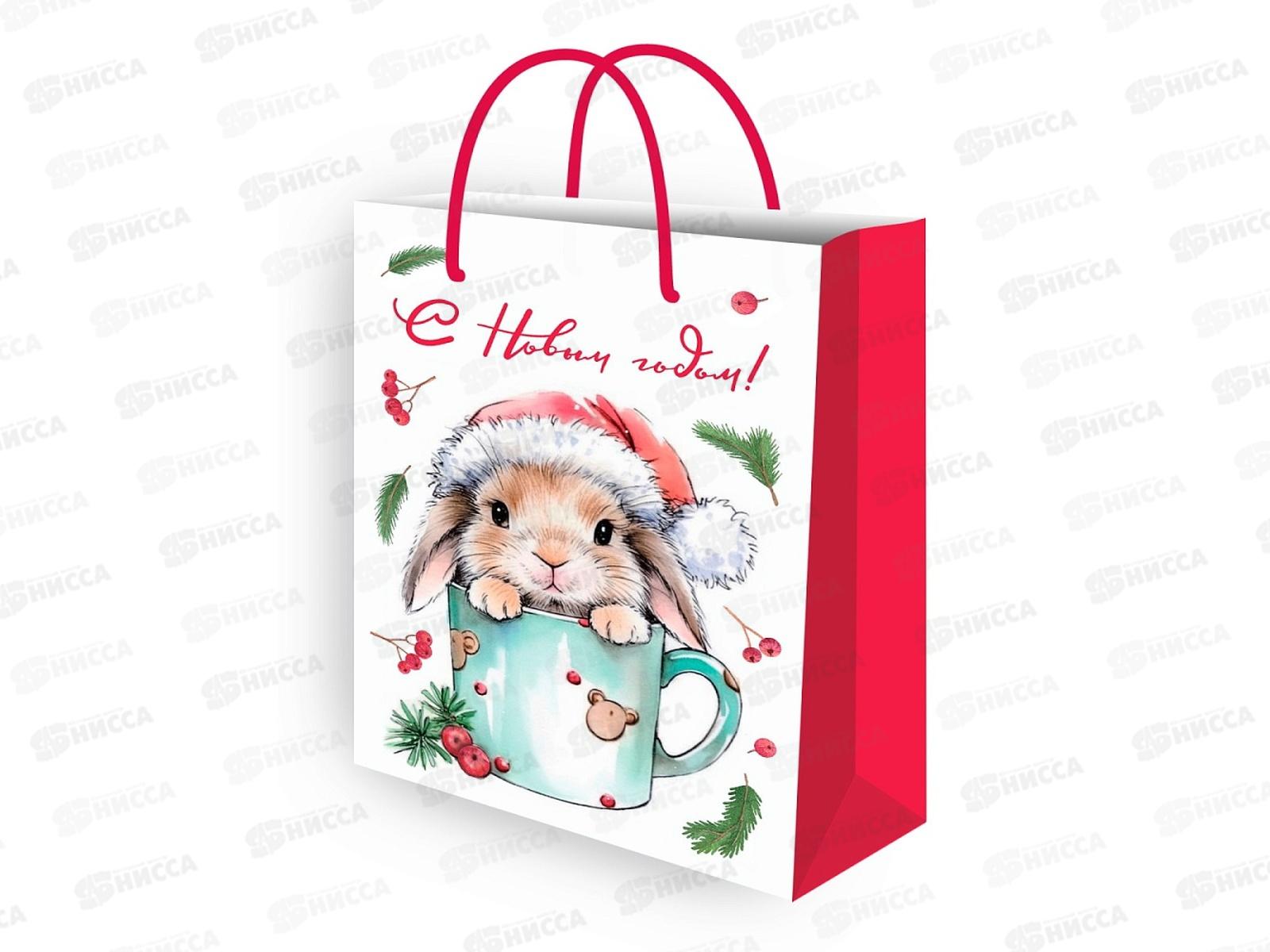 Пакет подарочный MI 22х31х10см (МL) Новогодний заяц, ППК-2330*12