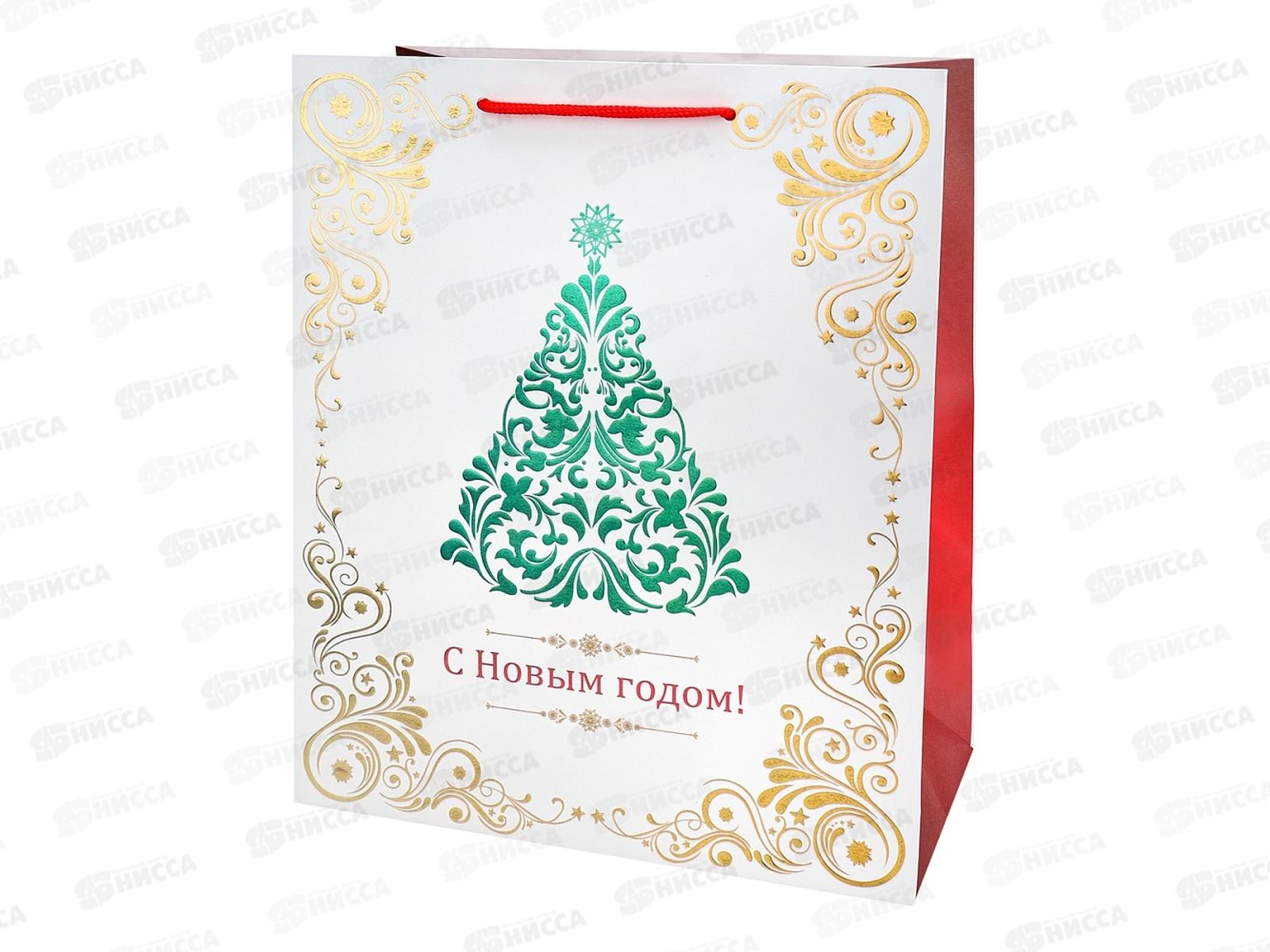 Пакет подарочный MI 26,4х32,7х13,6см (L) Новогодняя елка ППК-2400 *12
