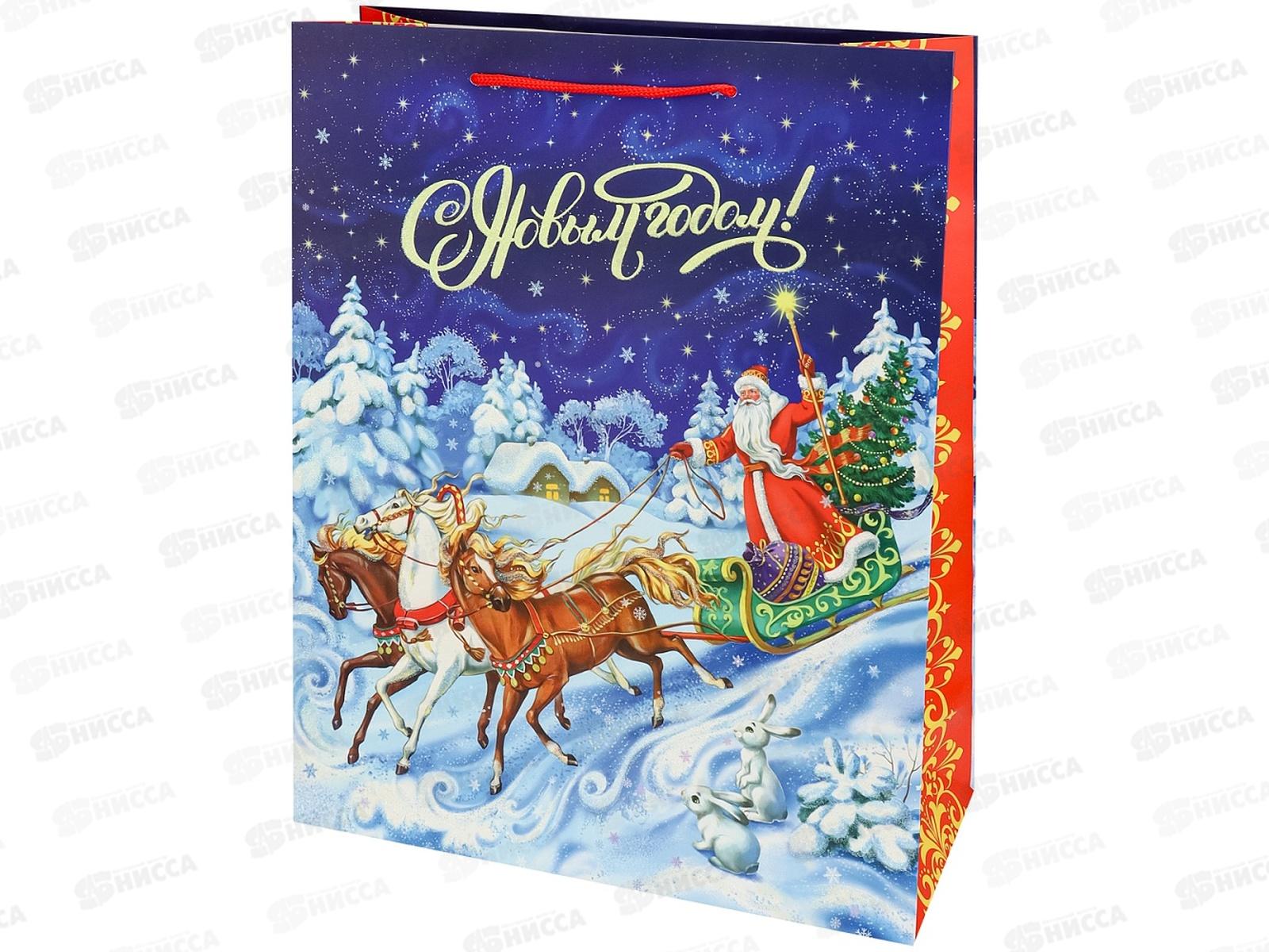 Пакет подарочный MI 31*40*12см Тройка коней, 190г, ППК-2364 *12