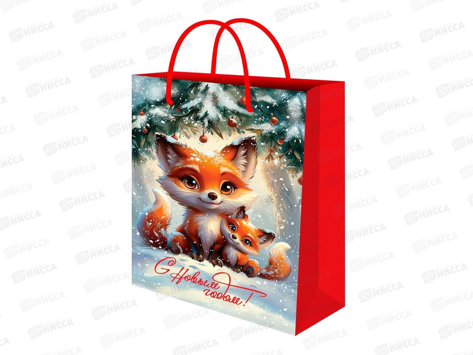 Пакет подарочный MI 22х31х10см (МL) Новогодне лисята, ППК-2328*12
