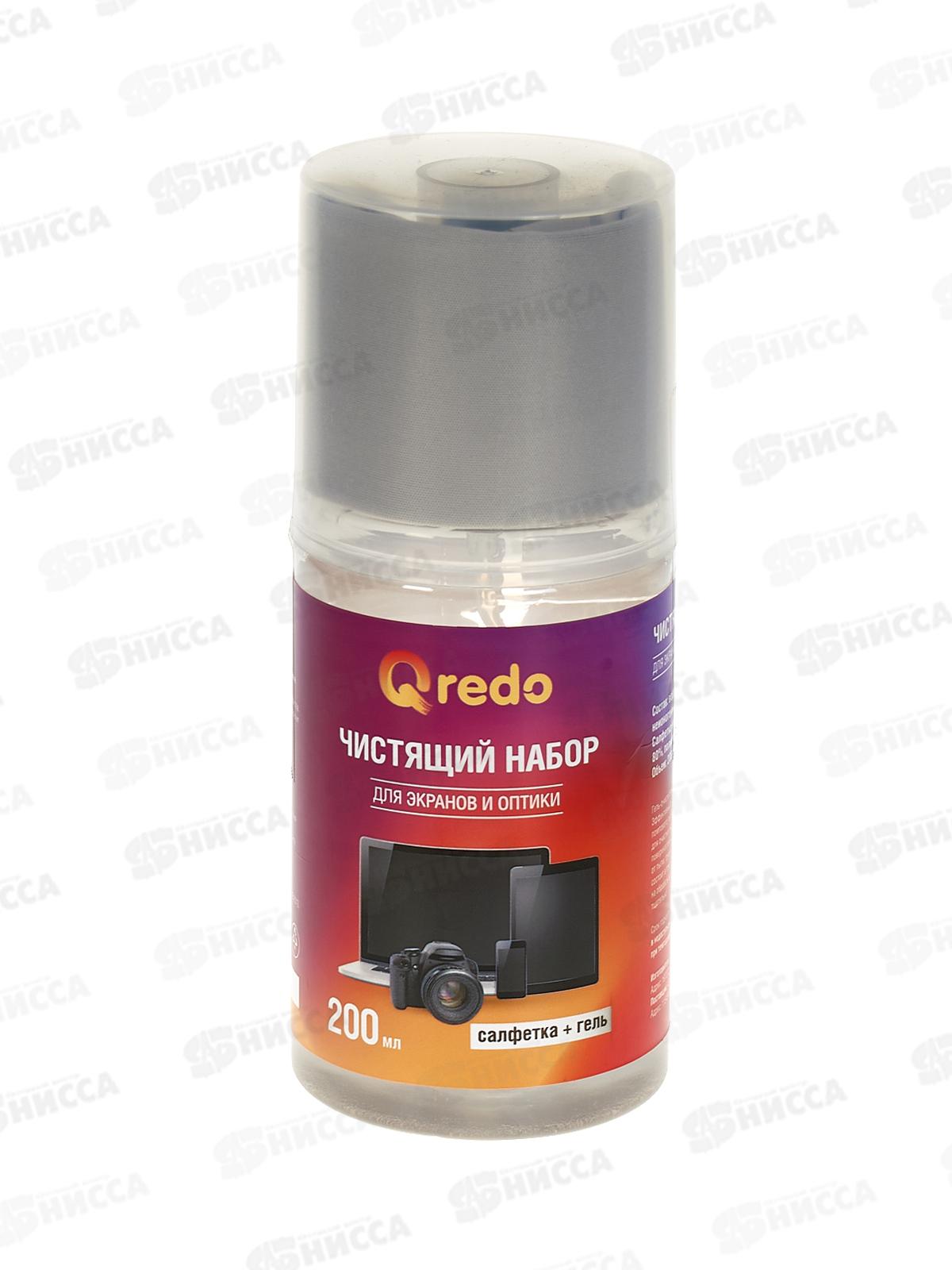 Набор QREDO для чистки экранов и оптики, салфетка+гель 200мл, 41-4408* 12
