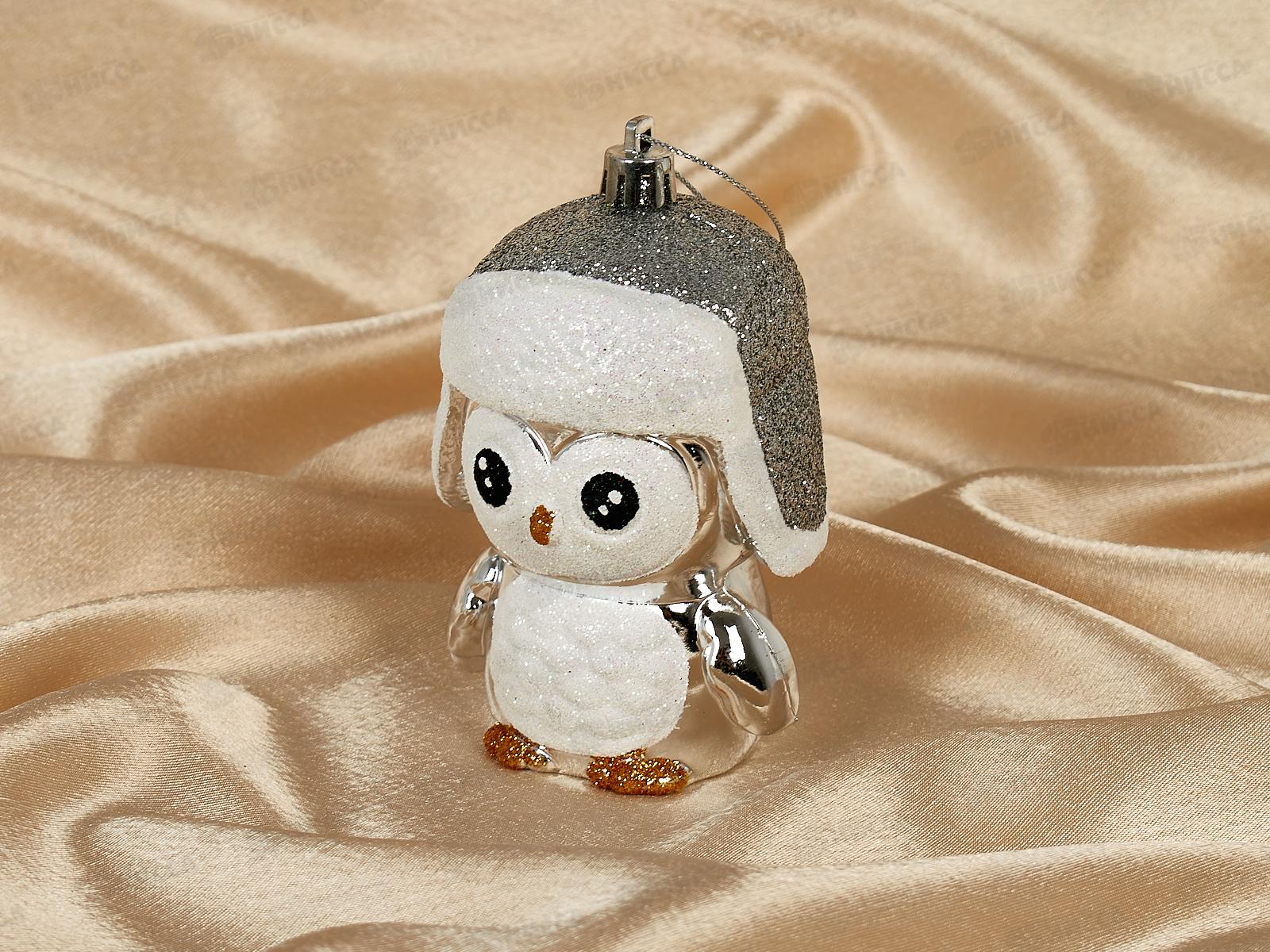 Елочное украшение Новогодний пингвин 7*11см серебро 916-0694