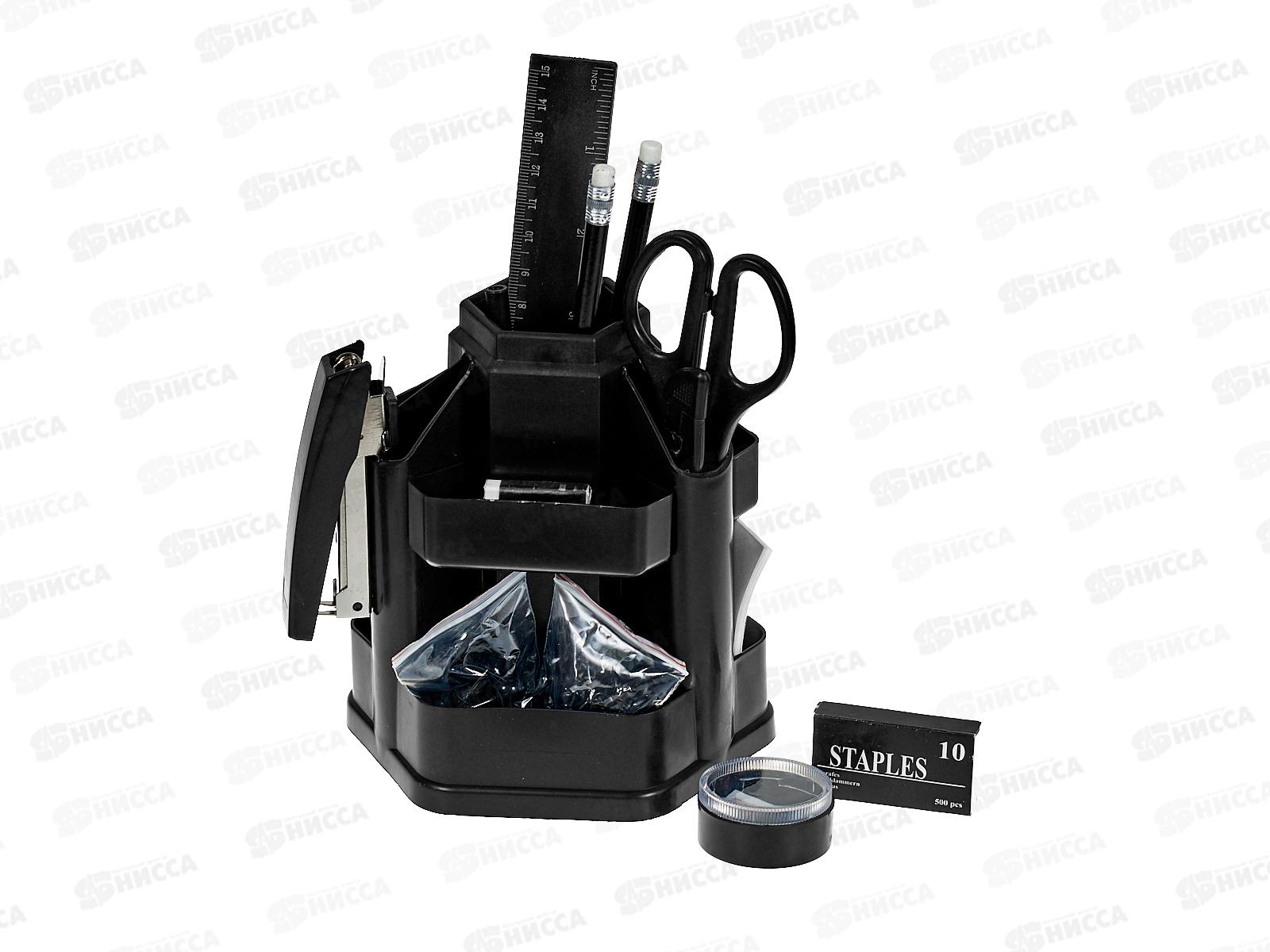 Набор настольный канцелярский Workmate, 14 пред., вращающийся, черный, 14-6540