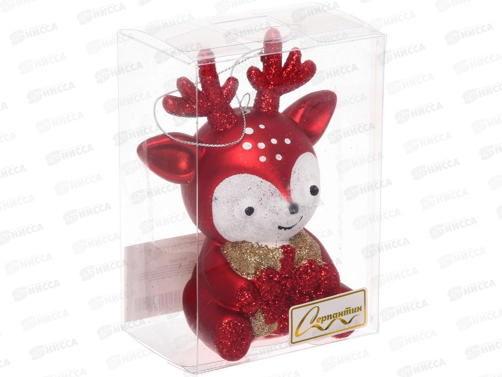 Елочная игрушка Веселый олененок 8*11,5см красный 916-1627