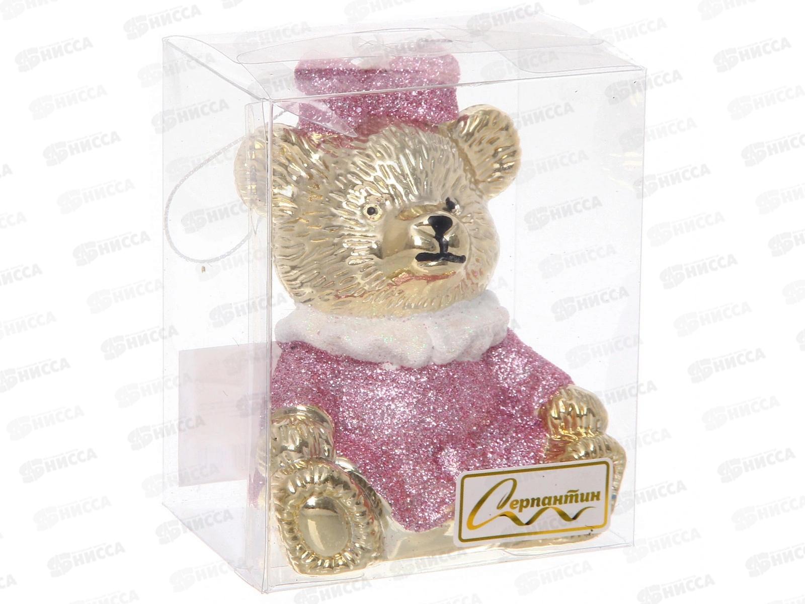 Елочная игрушка Милая медведица&quot 7,5*9,5см розовый 916-1666