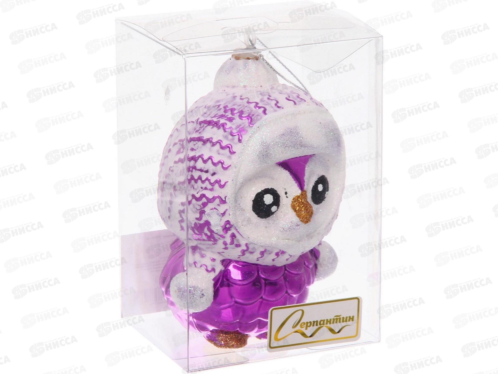 Елочная игрушка Чудной пингвин 7*10см фиолетовый 201-4691