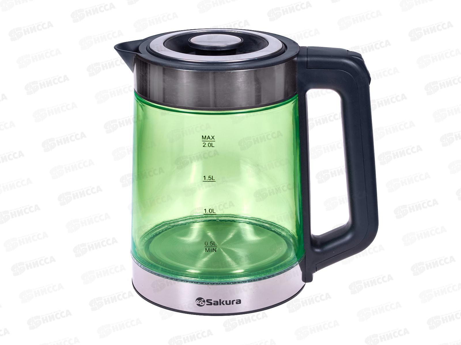 Чайник электр. SA-2746GR 2,0л стекло двух подсветка