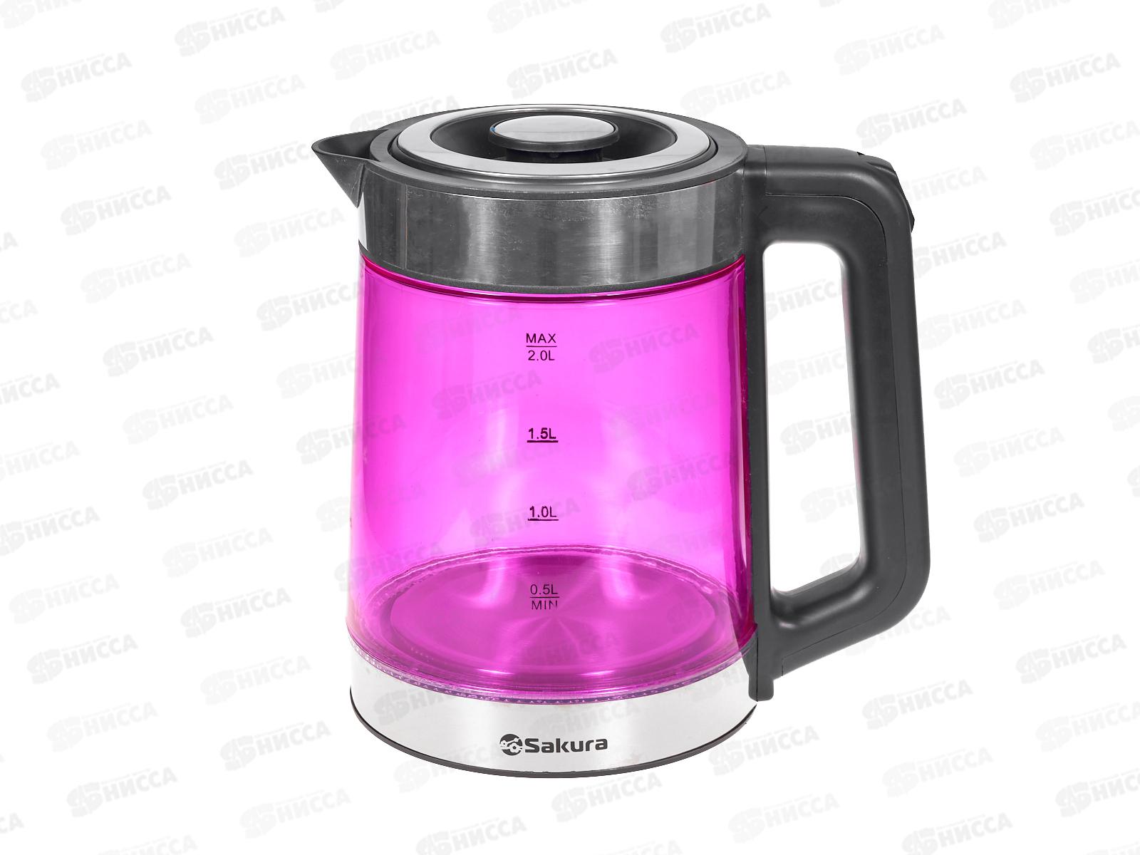 Чайник электр. SA-2746P 2,0л стекло двух подсветка