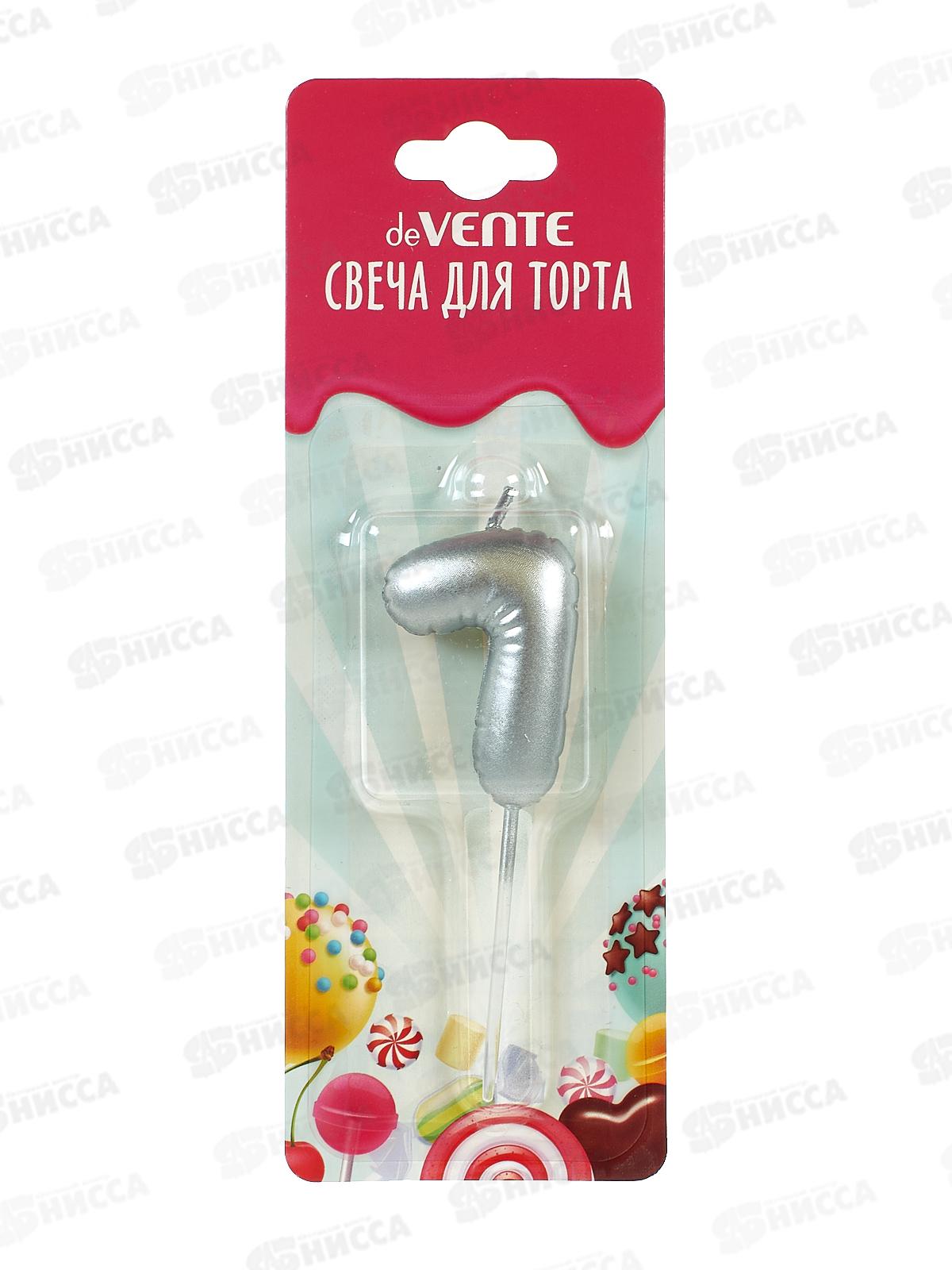 Свеча-цифра д/торта deVENTE &quotВоздушный шарик 7&quotсеребристый 9060020 *12