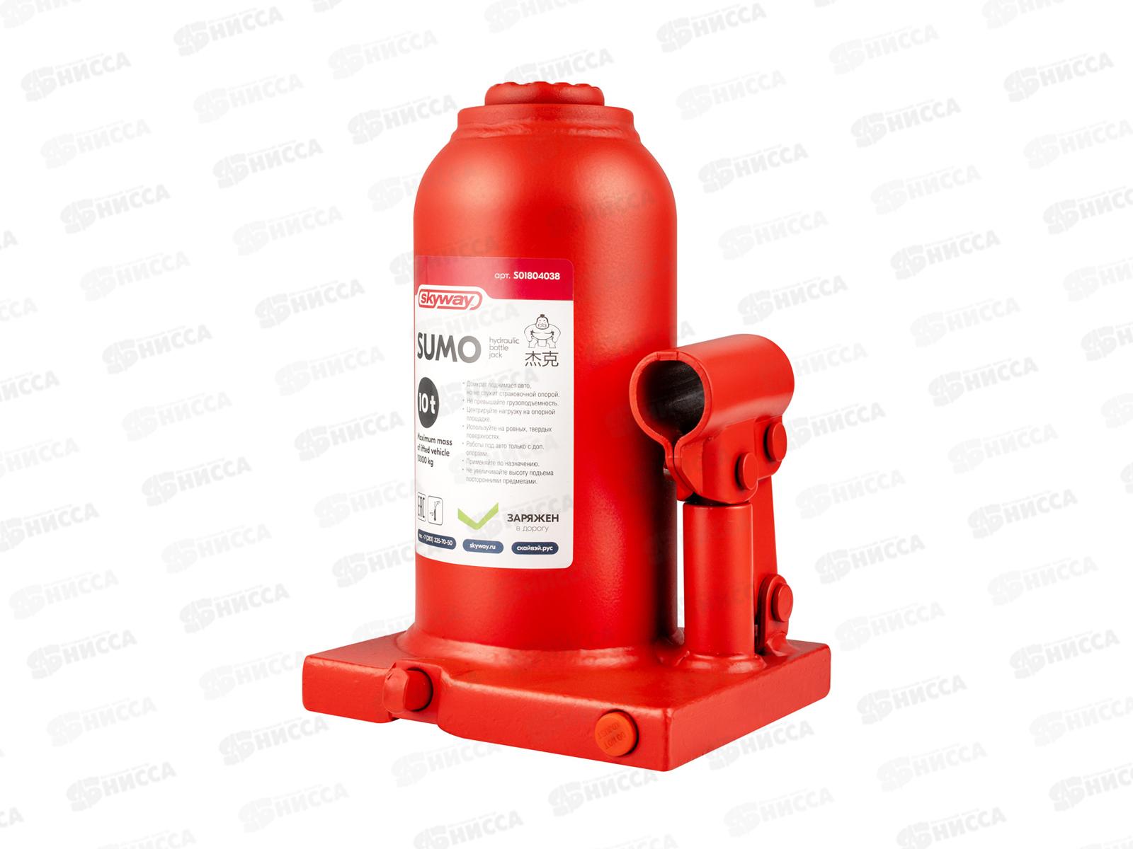 Домкрат гидравлический бутылочный SUMO 10т h 190-360мм в коробке+сумка