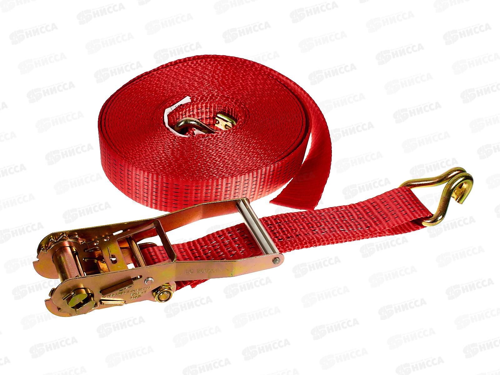 Стяжка груза  7т 12м STAFF SKYWAY 50мм красный храповый механизм с крюками полиэстер